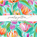 Pink Tulip Seamless Pattern, Floral Digital Paper, Spring Flower Design, Fabric Design, Commercial Use, Digital Download, Printable Pattern - Moore and Mountain