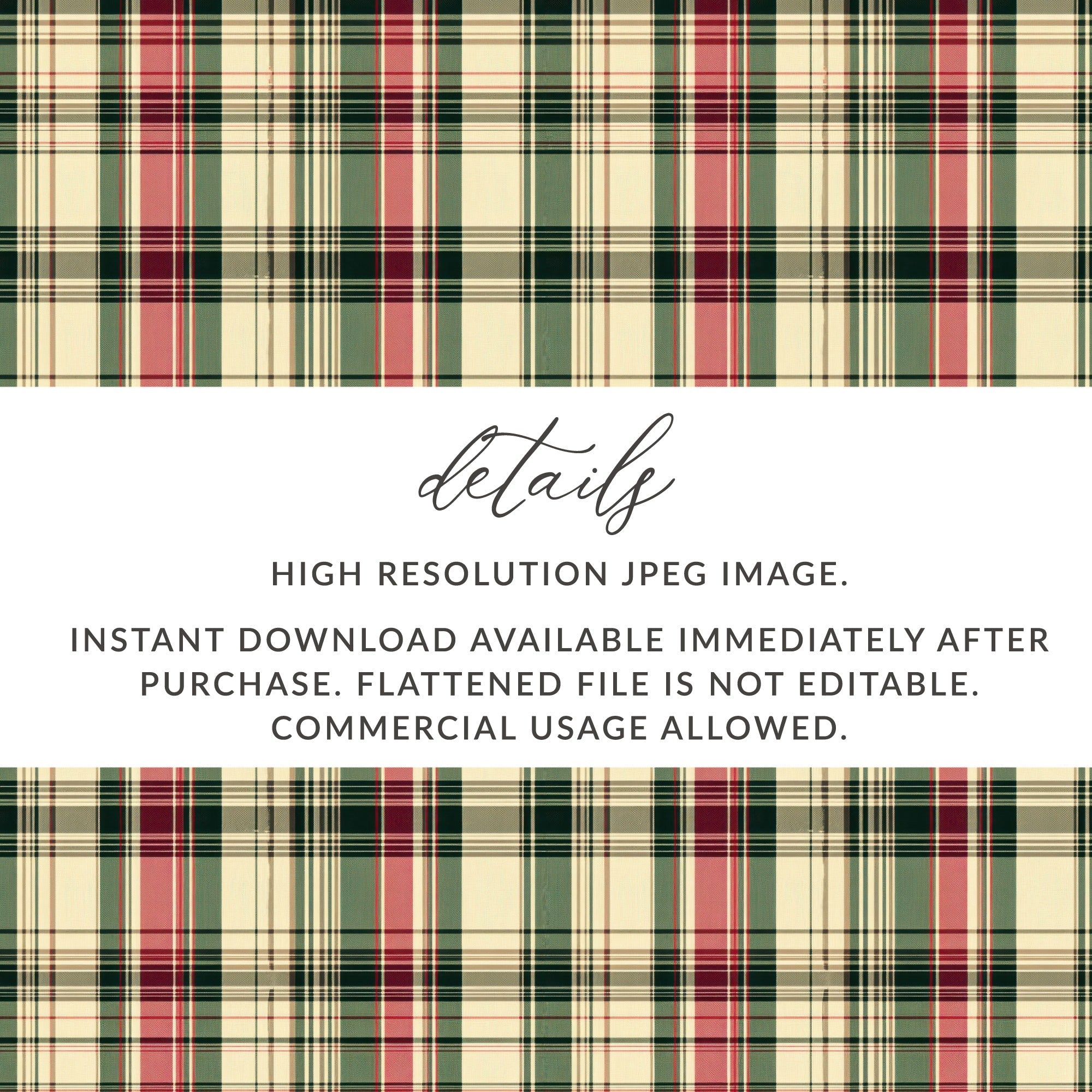 Plaid Patterns Classic Red Green and Beige Colour Digital - Moore and Mountain