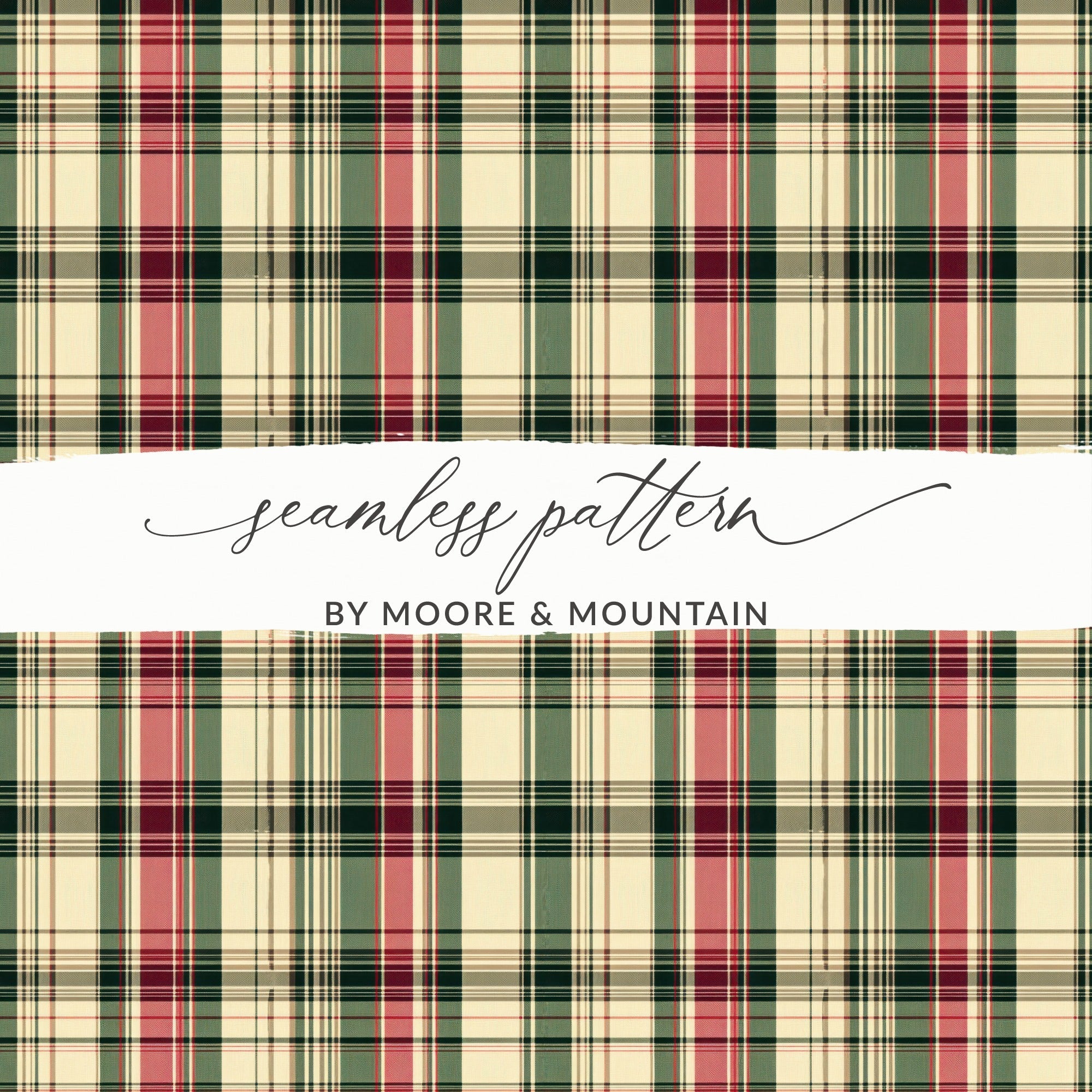 Plaid Patterns Classic Red Green and Beige Colour Digital - Moore and Mountain