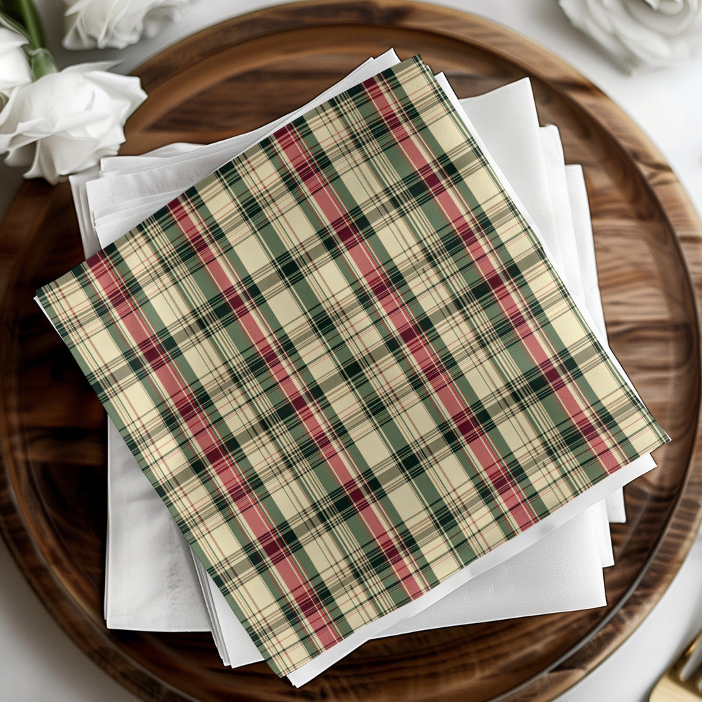 Plaid Patterns Classic Red Green and Beige Colour Digital - Moore and Mountain