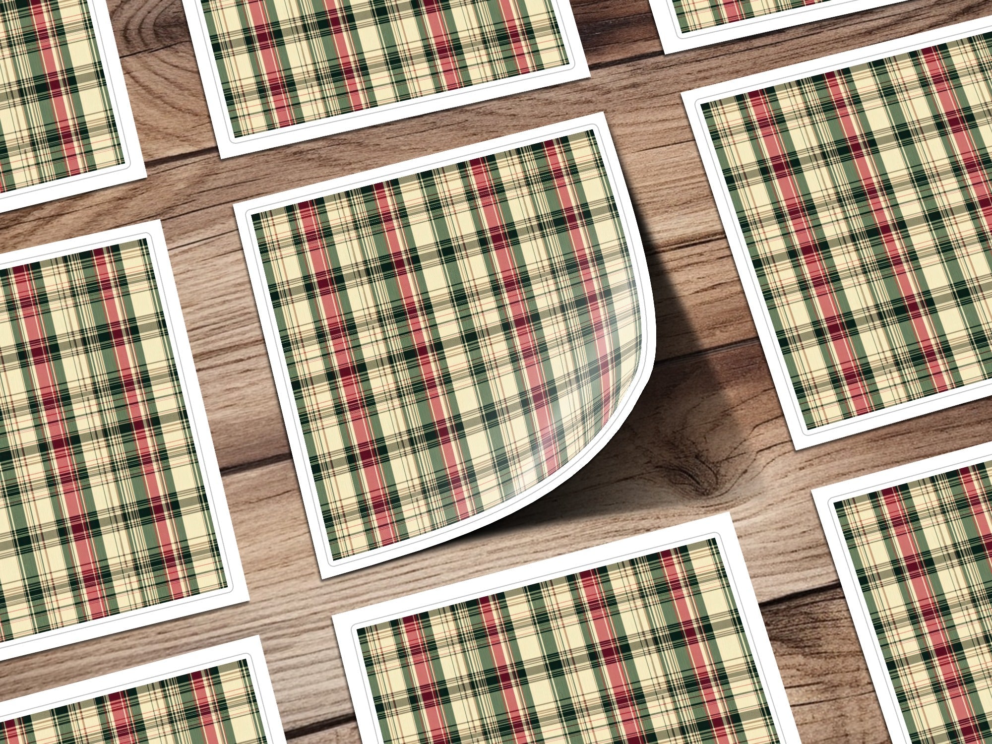 Plaid Patterns Classic Red Green and Beige Colour Digital - Moore and Mountain