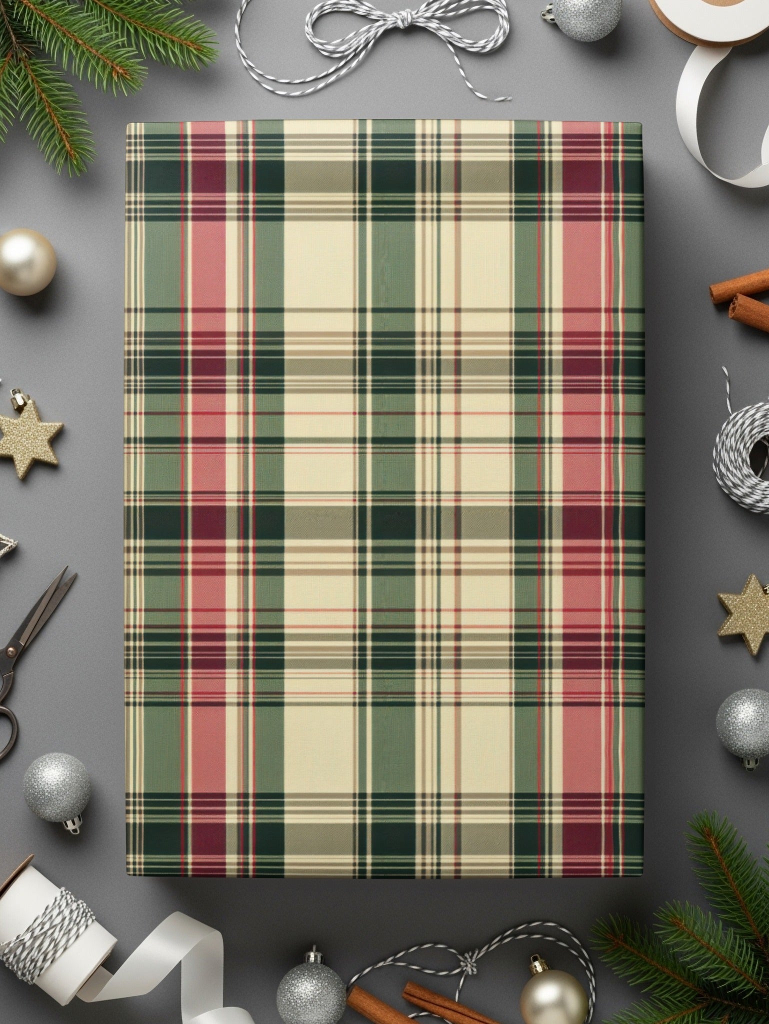 Plaid Patterns Classic Red Green and Beige Colour Digital - Moore and Mountain