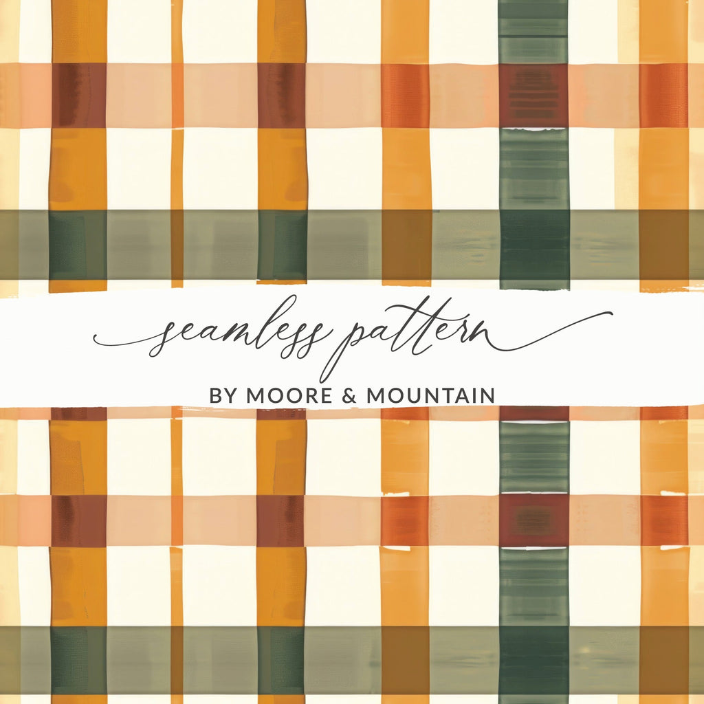 Plaid Seamless Pattern Digital Paper, Fall Colors Fabric Design, Tartan Scrapbook Paper, 12x12 Inch JPEG Digital Download - Moore and Mountain