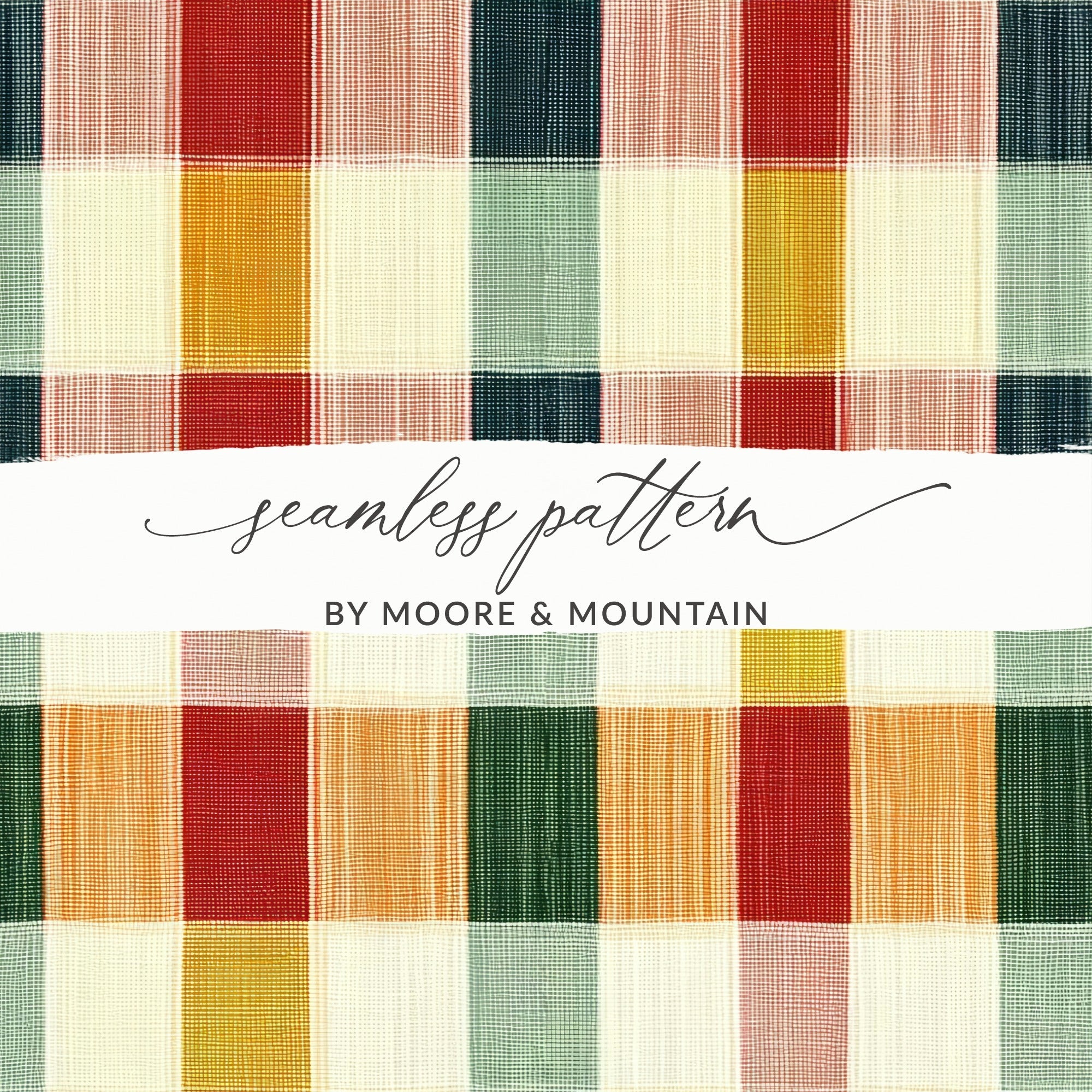 Plaid T Shirt Digital, Seamless Plaid Pattern, Checkered Fabric Tee, Retro Grid Design, Colorful Woven Plaid, Digital T Shirt - Moore and Mountain