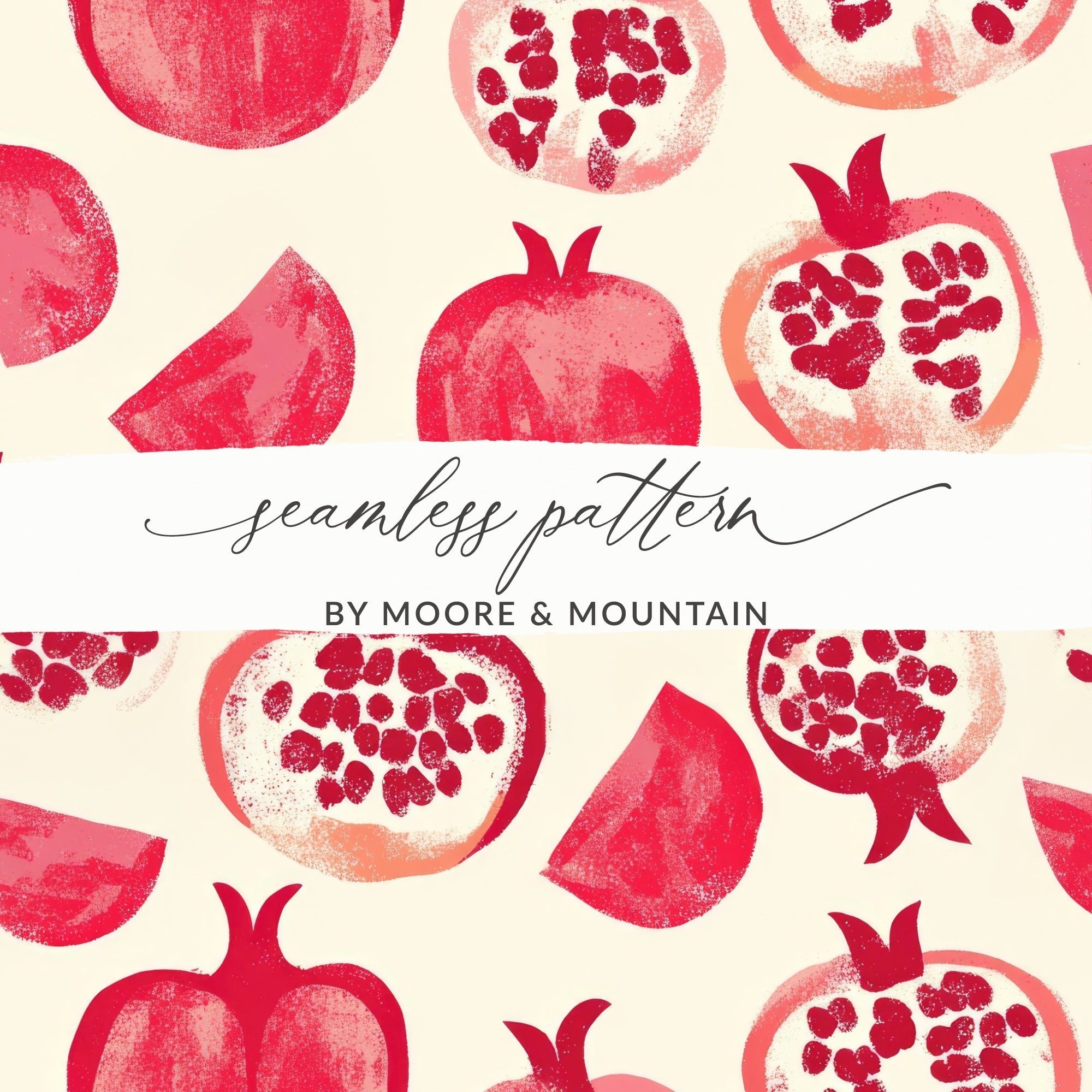 Pomegranate Seamless Pattern Digital Paper, Fruit Print, Kitchen Decor, Summer Vibes, Fabric Design, Scrapbooking, Digital Download - Moore and Mountain