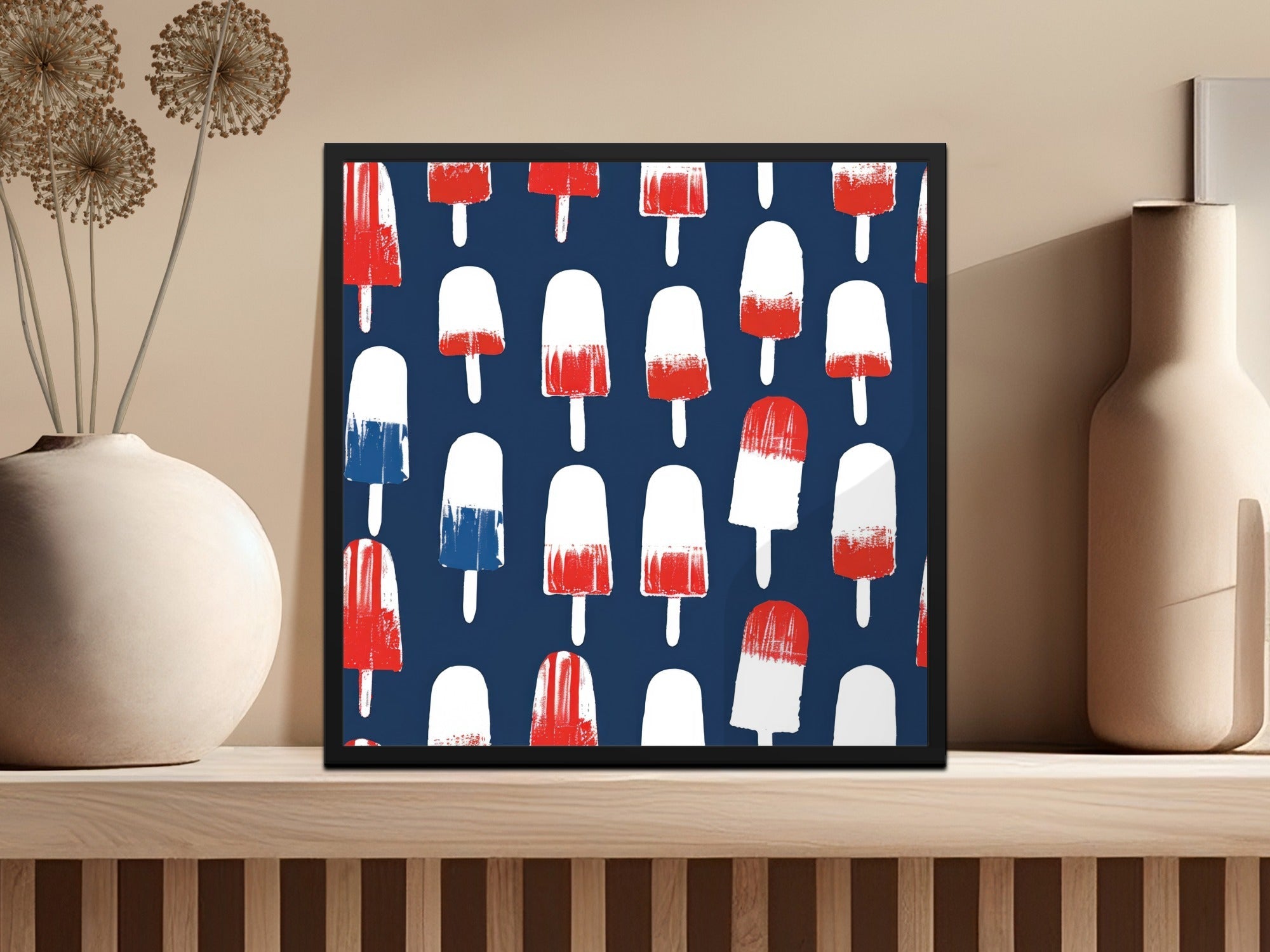 Popsicle Seamless Pattern Digital Paper, Red White Blue Design, Summer Print, 4th July Background, Patriotic Digital Download - Moore and Mountain