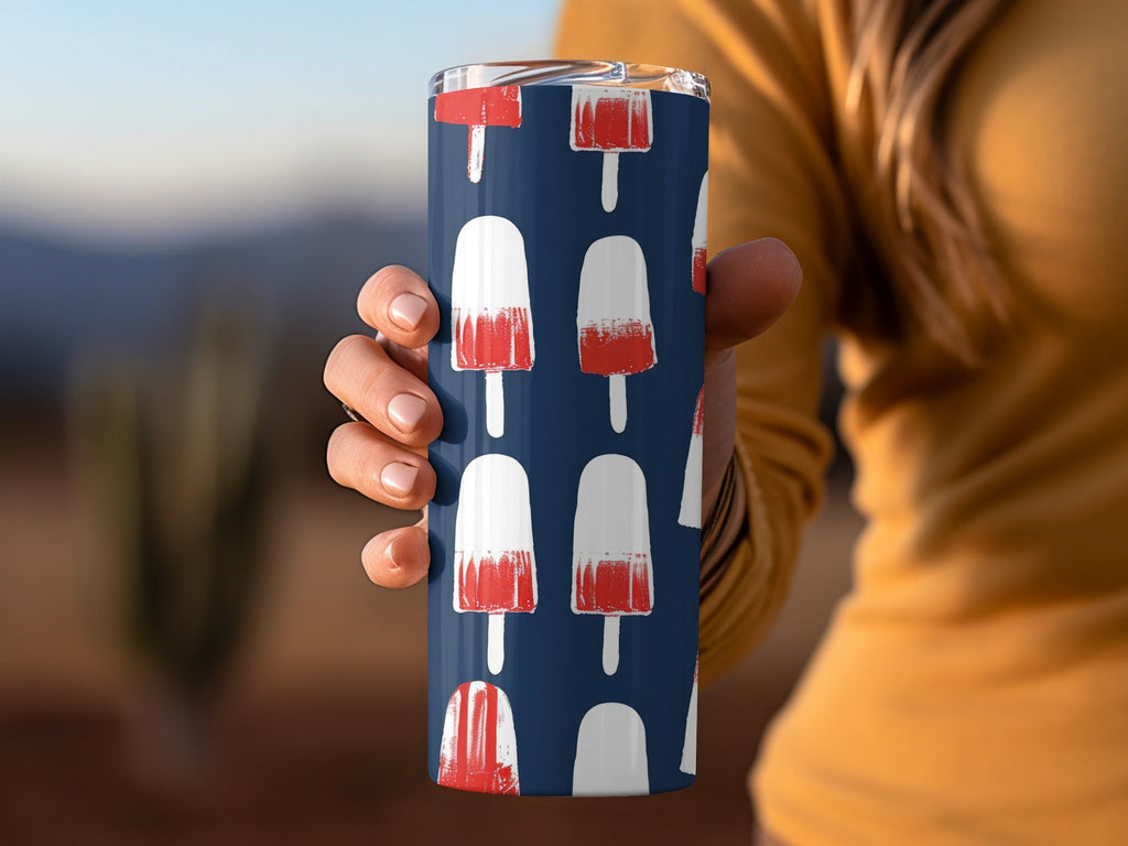 Popsicle Seamless Pattern Digital Paper, Red White Blue Design, Summer Print, 4th July Background, Patriotic Digital Download - Moore and Mountain