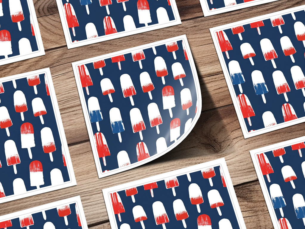 Popsicle Seamless Pattern Digital Paper, Red White Blue Design, Summer Print, 4th July Background, Patriotic Digital Download - Moore and Mountain