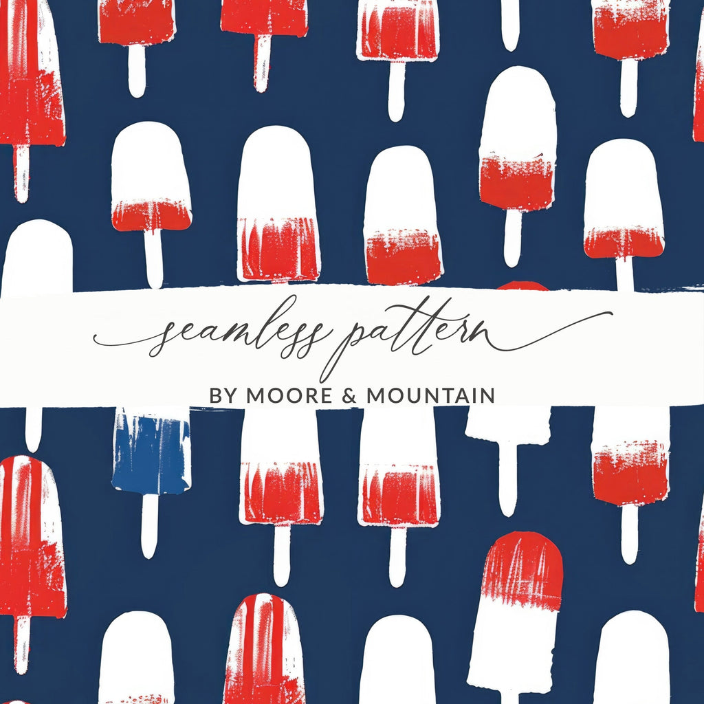 Popsicle Seamless Pattern Digital Paper, Red White Blue Design, Summer Print, 4th July Background, Patriotic Digital Download - Moore and Mountain