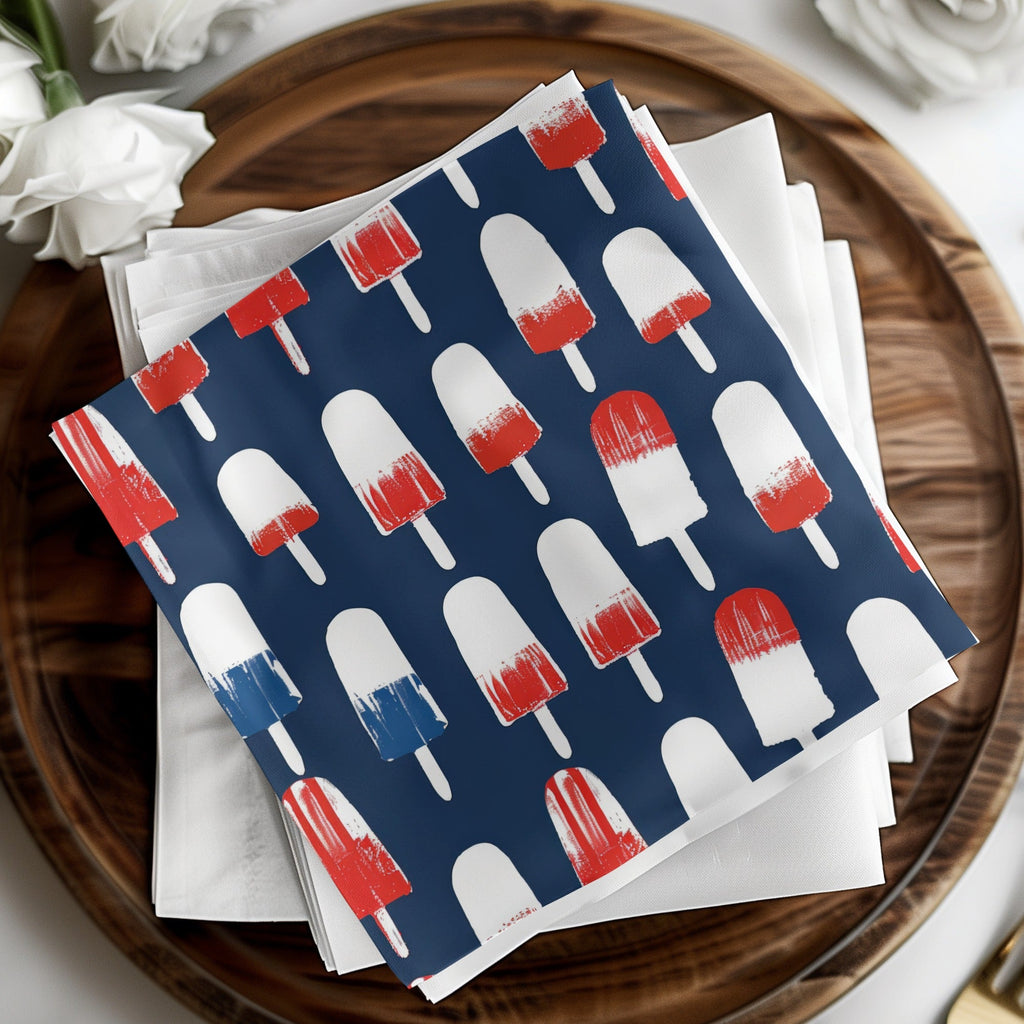 Popsicle Seamless Pattern Digital Paper, Red White Blue Design, Summer Print, 4th July Background, Patriotic Digital Download - Moore and Mountain