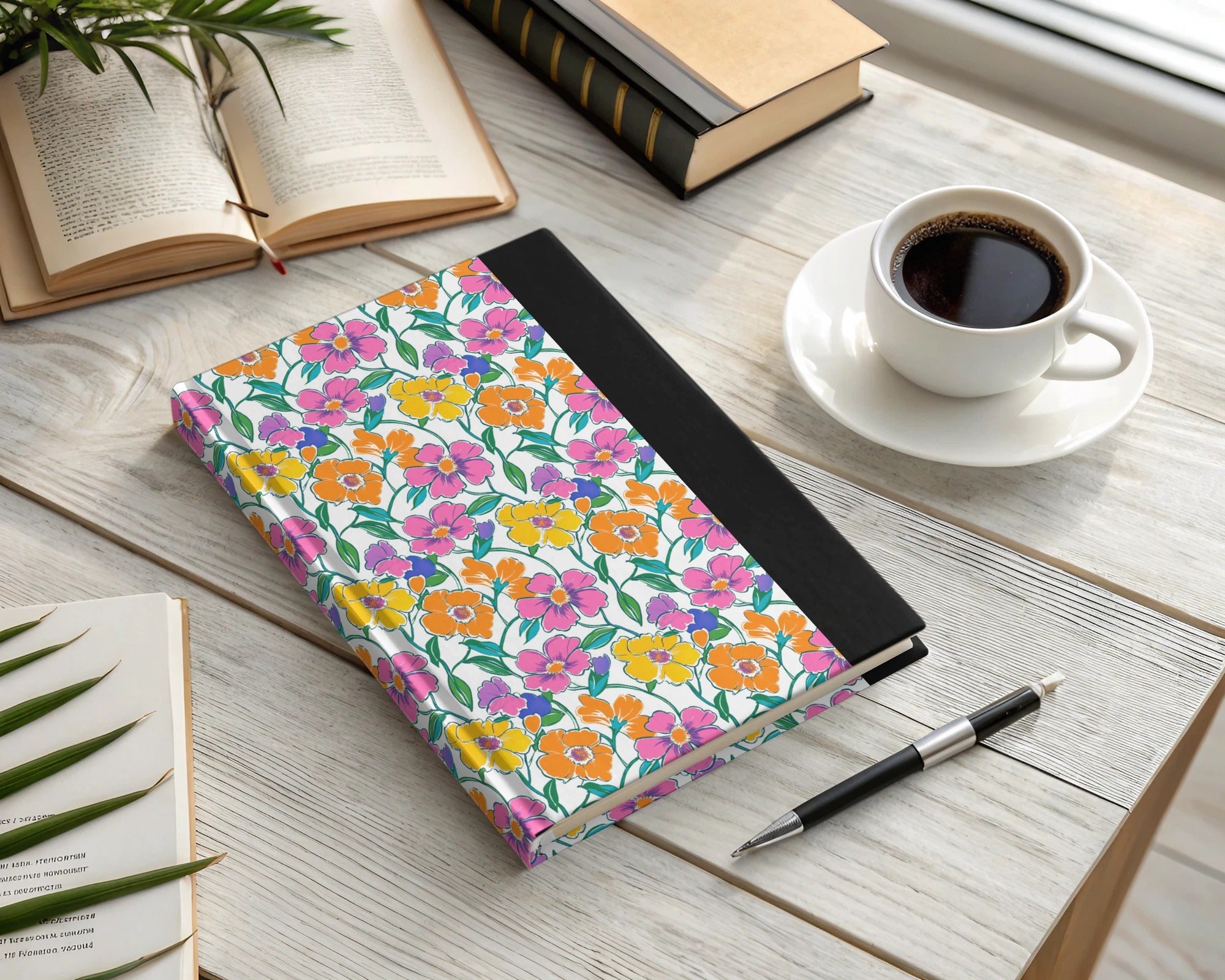 Preppy 60's Floral Pattern Digital Background, Pink Yellow Orange Flowers Seamless Pattern, Retro Floral Printable Design, Vibrant Floral - Moore and Mountain