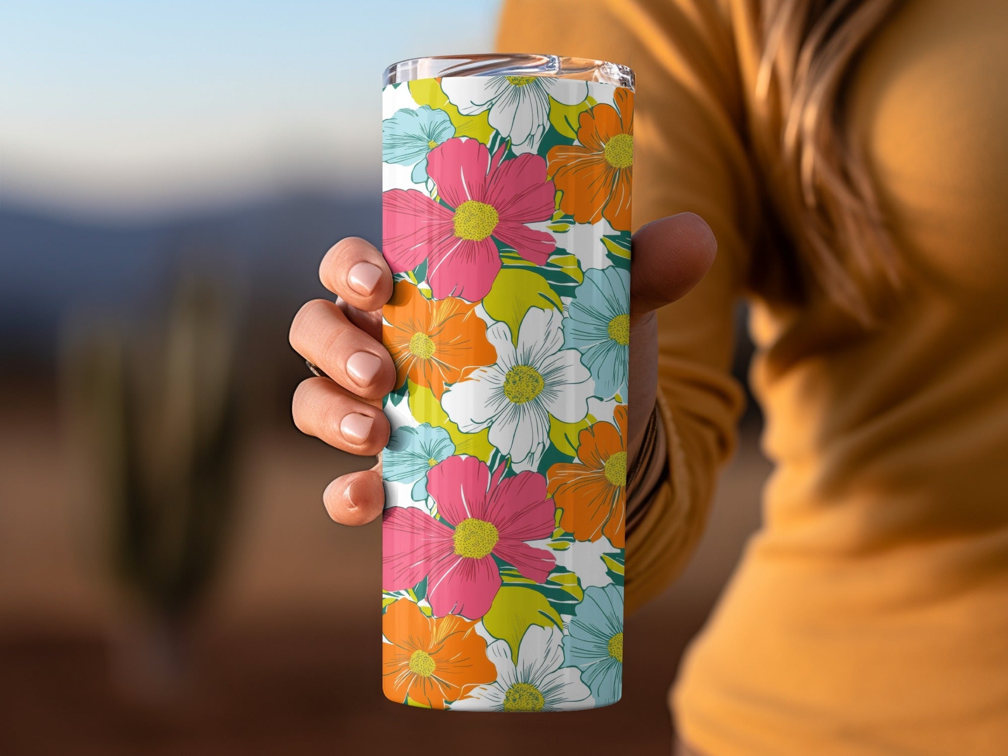 Preppy 60's Floral Pattern, Seamless Pattern, Digital Background, Pink Orange Blue White Flowers, Digital Product, for Fabric, Paper, and Crafts - Moore and Mountain