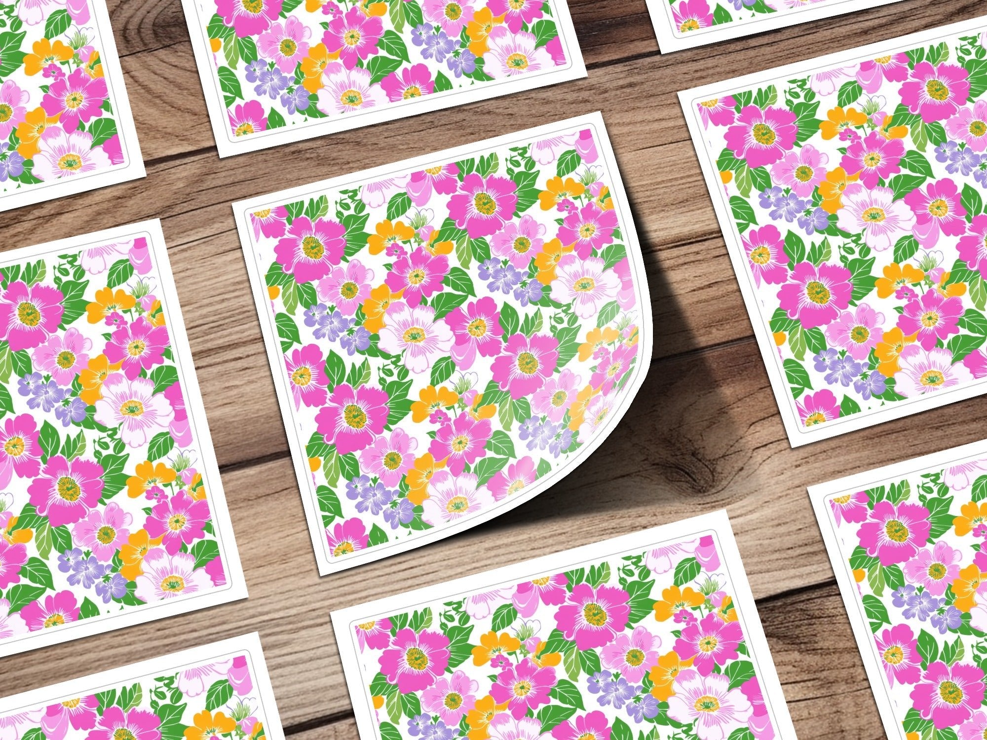 Preppy 60's Floral Pattern Seamless Pattern Digital Background, Pink Yellow Flowers, Fabric Design, Scrapbooking Paper, Digital Download - Moore and Mountain