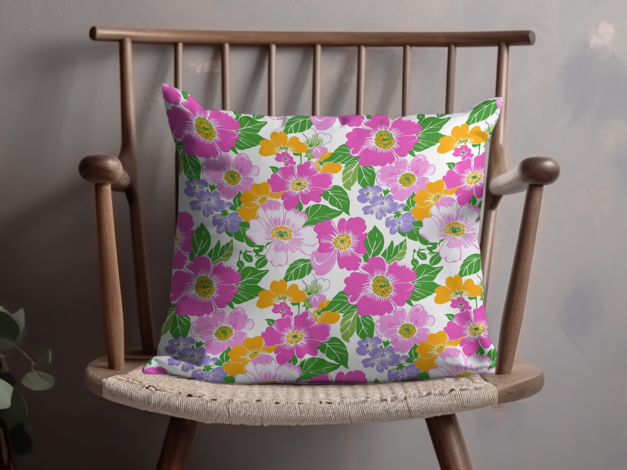 Preppy 60's Floral Pattern Seamless Pattern Digital Background, Pink Yellow Flowers, Fabric Design, Scrapbooking Paper, Digital Download - Moore and Mountain