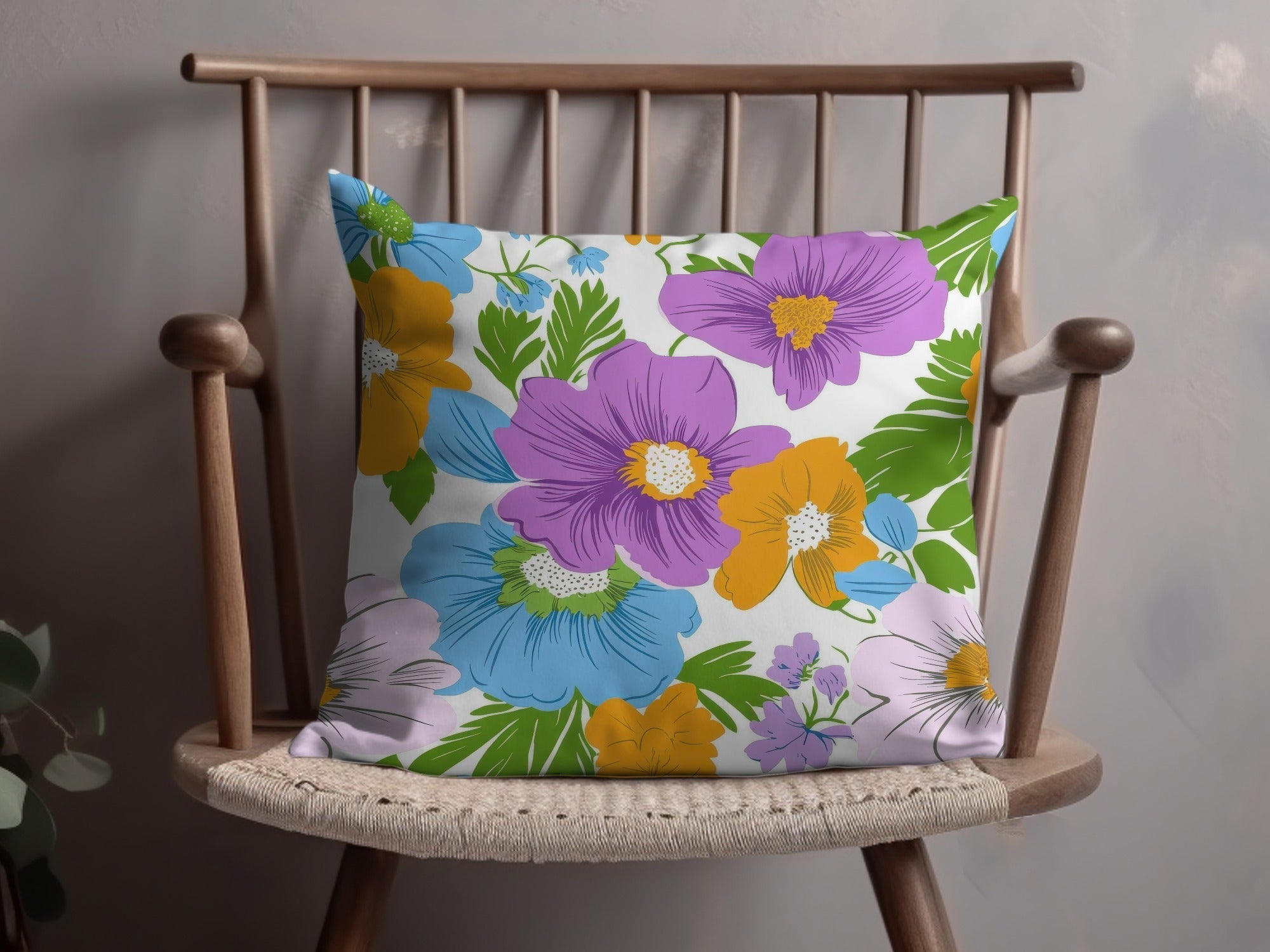 Preppy Blue Digital Paper, 60s floral pattern, Floral Clipart, Groovy Flowers, Seamless Background, Scrapbook Paper, Fabric Design - Moore and Mountain