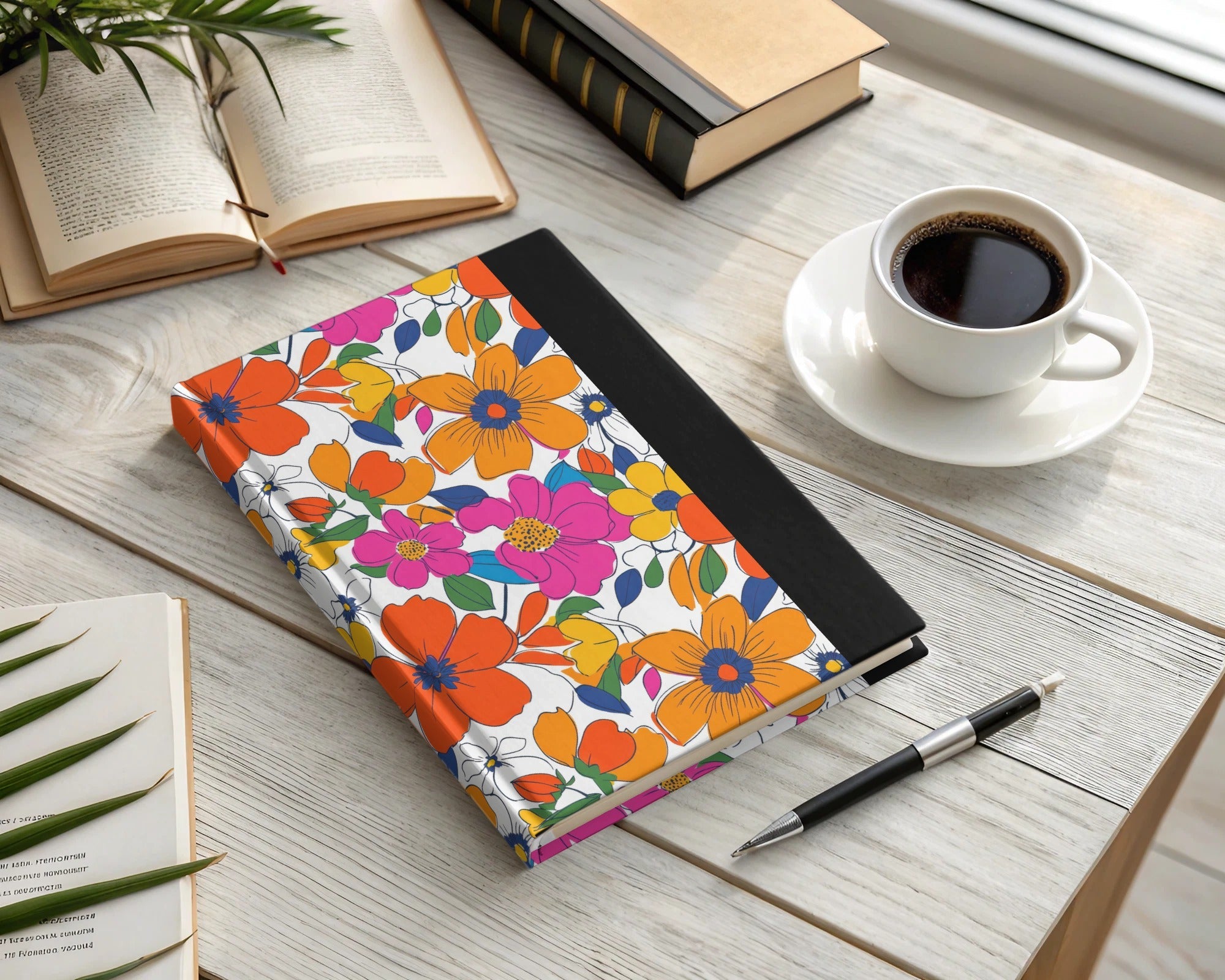 Preppy Orange Pink Floral Seamless Pattern, 60's Floral Pattern, Digital Background, Repeat Pattern, Trendy Flower Design, Digital Paper, Fabric - Moore and Mountain