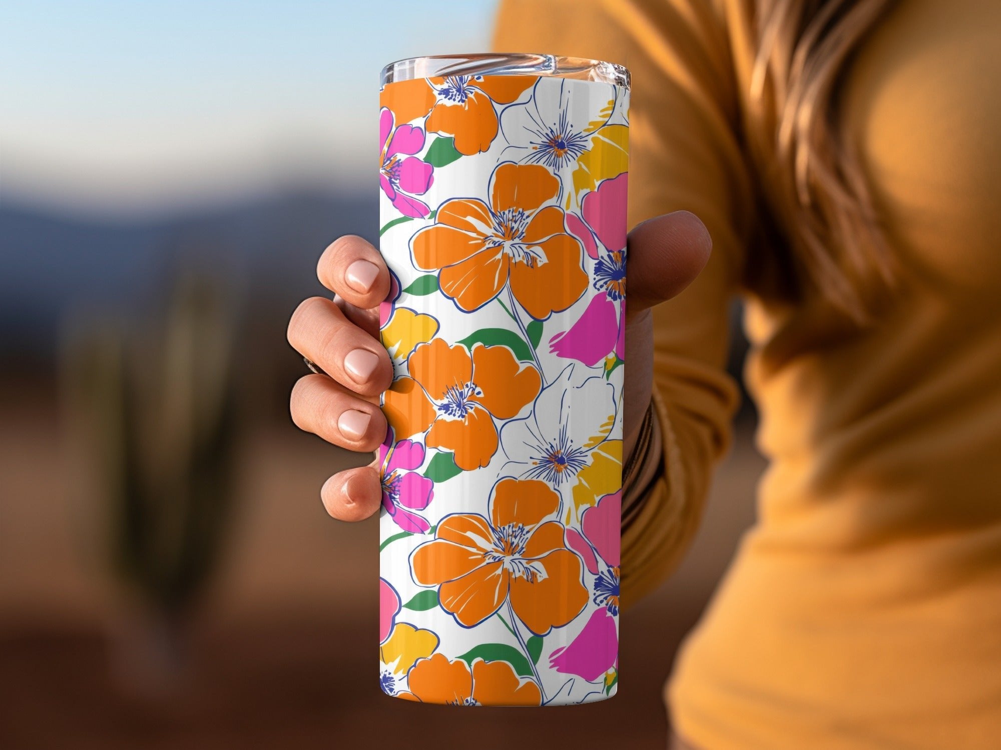 Preppy Orange Pink Floral Seamless Pattern, Digital Background, 60's floral pattern, Printable Fabric Design, Digital Paper, Flower Illustration - Moore and Mountain