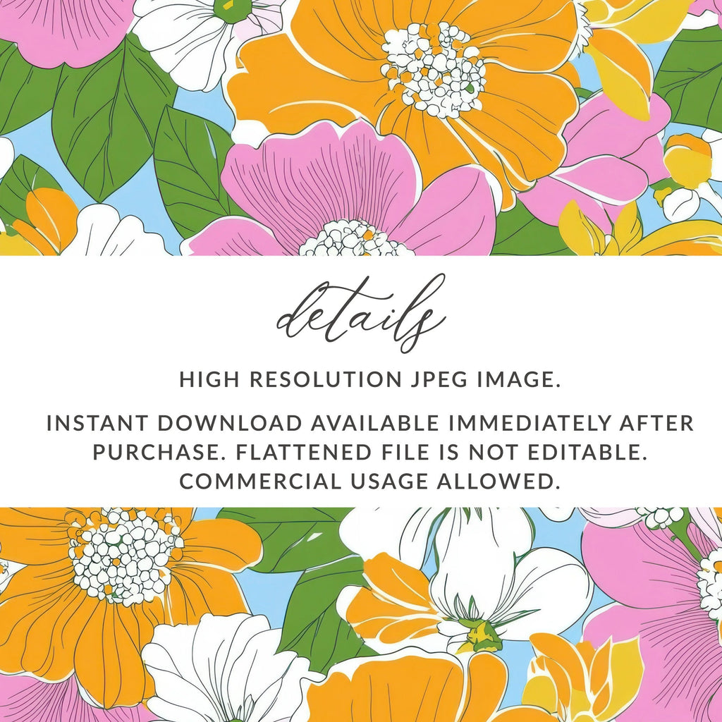 Preppy Pink Digital Download, Groovy floral background, 60s floral pattern, Retro Seamless Flowers, Floral Clipart, Y2K aesthetic - Moore and Mountain
