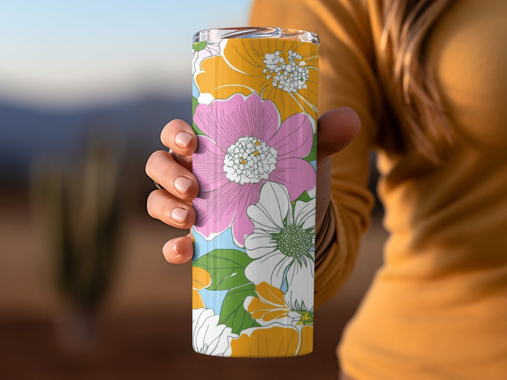 Preppy Pink Digital Download, Groovy floral background, 60s floral pattern, Retro Seamless Flowers, Floral Clipart, Y2K aesthetic - Moore and Mountain