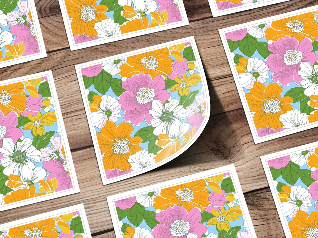 Preppy Pink Digital Download, Groovy floral background, 60s floral pattern, Retro Seamless Flowers, Floral Clipart, Y2K aesthetic - Moore and Mountain