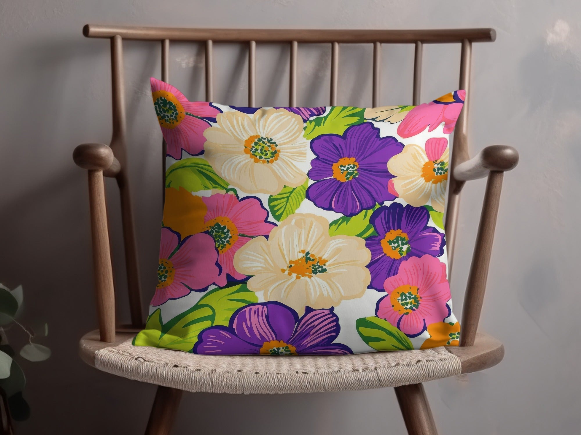 Preppy Pink Floral Digital Paper, 60s Floral Pattern, Retro Flower Background, Seamless Flower Pattern, Purple Flower Digital Download - Moore and Mountain