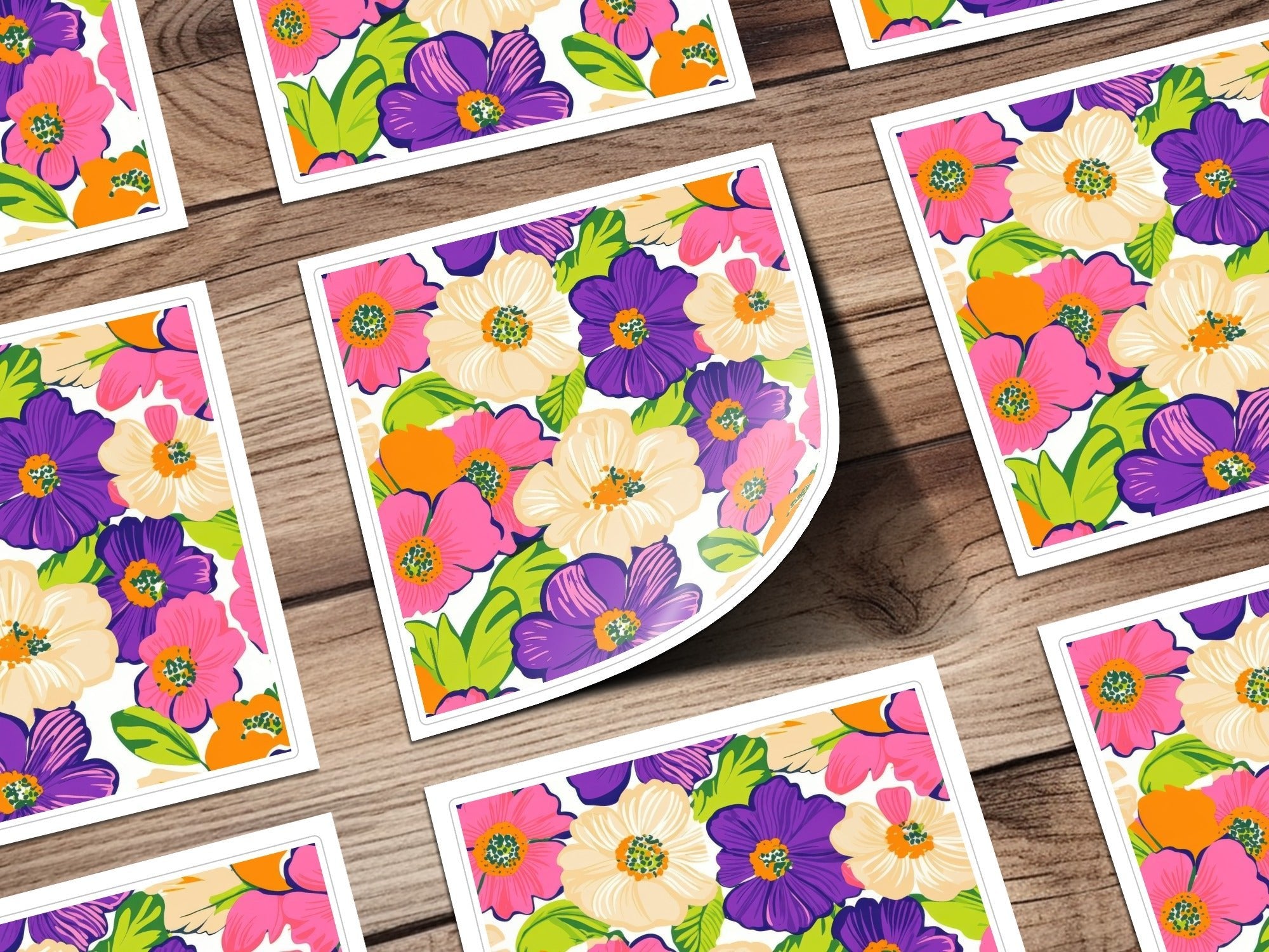 Preppy Pink Floral Digital Paper, 60s Floral Pattern, Retro Flower Background, Seamless Flower Pattern, Purple Flower Digital Download - Moore and Mountain