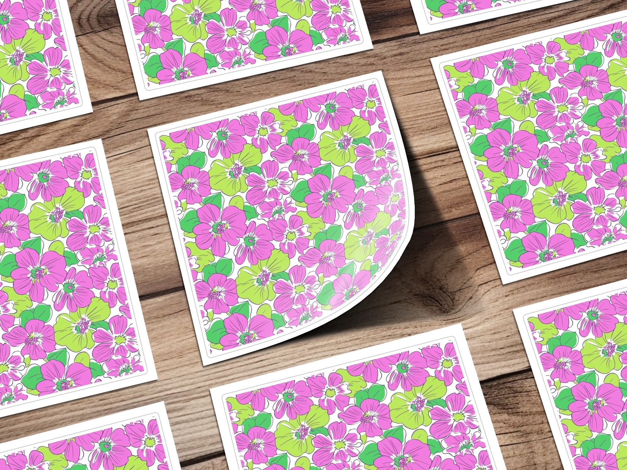 Preppy Pink Green Floral Digital Background, 60's floral pattern, Seamless Pattern, Repeat Pattern, Flower Print, Digital Paper, Fabric Design - Moore and Mountain
