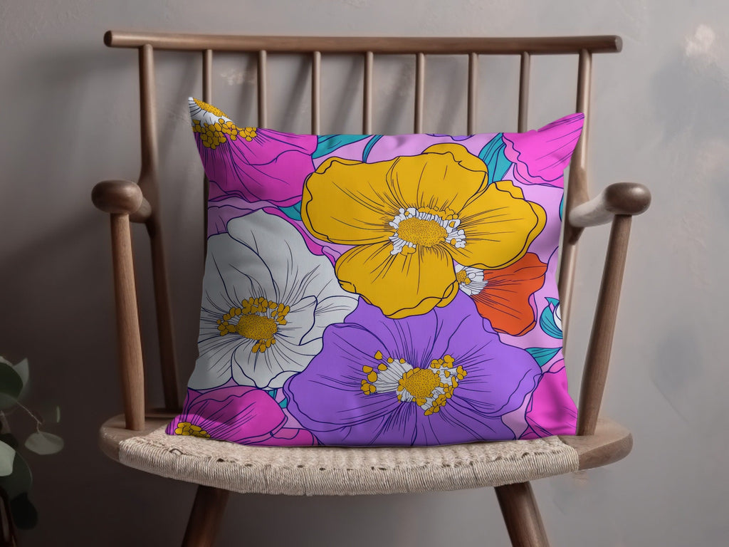 Preppy Pink Groovy Floral Background Digital Download, Seamless Retro Flowers, 60s Floral Pattern, Floral Design, Printable Art - Moore and Mountain