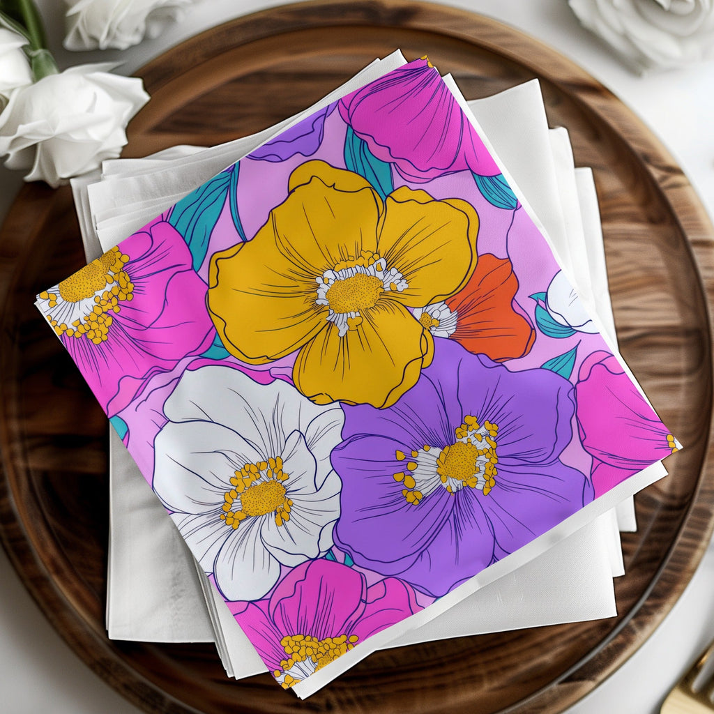 Preppy Pink Groovy Floral Background Digital Download, Seamless Retro Flowers, 60s Floral Pattern, Floral Design, Printable Art - Moore and Mountain