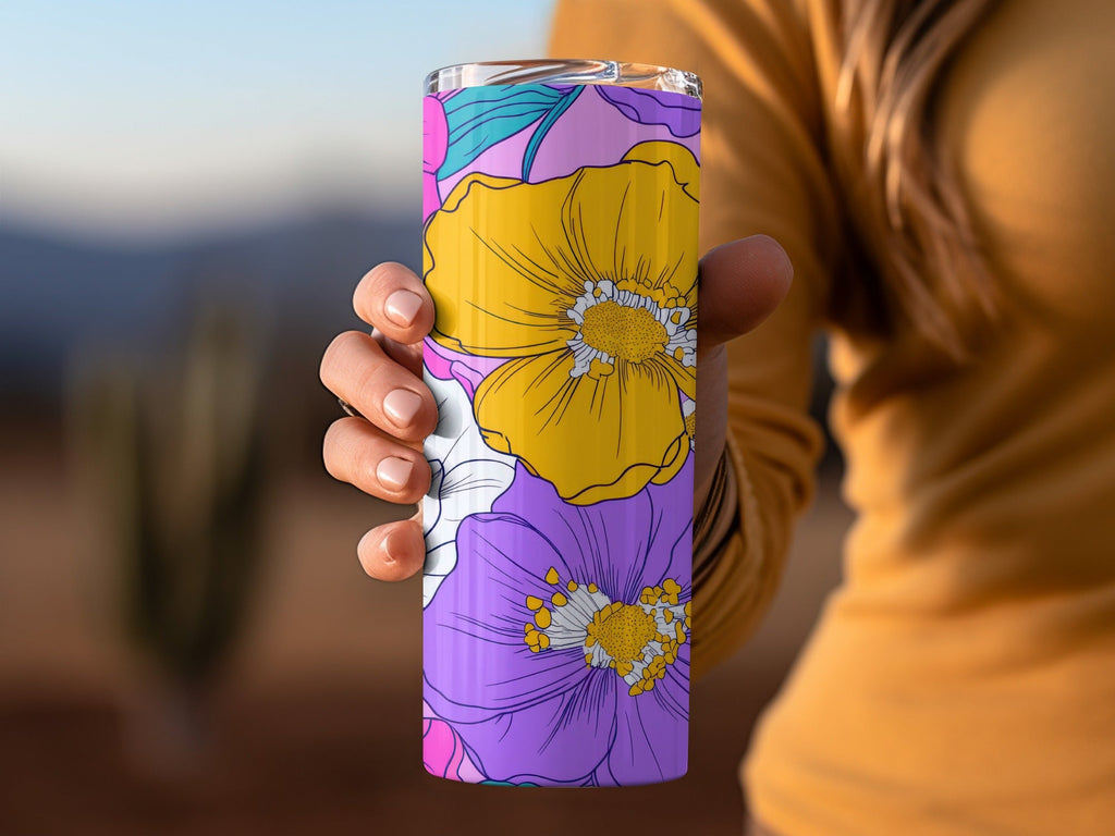 Preppy Pink Groovy Floral Background Digital Download, Seamless Retro Flowers, 60s Floral Pattern, Floral Design, Printable Art - Moore and Mountain