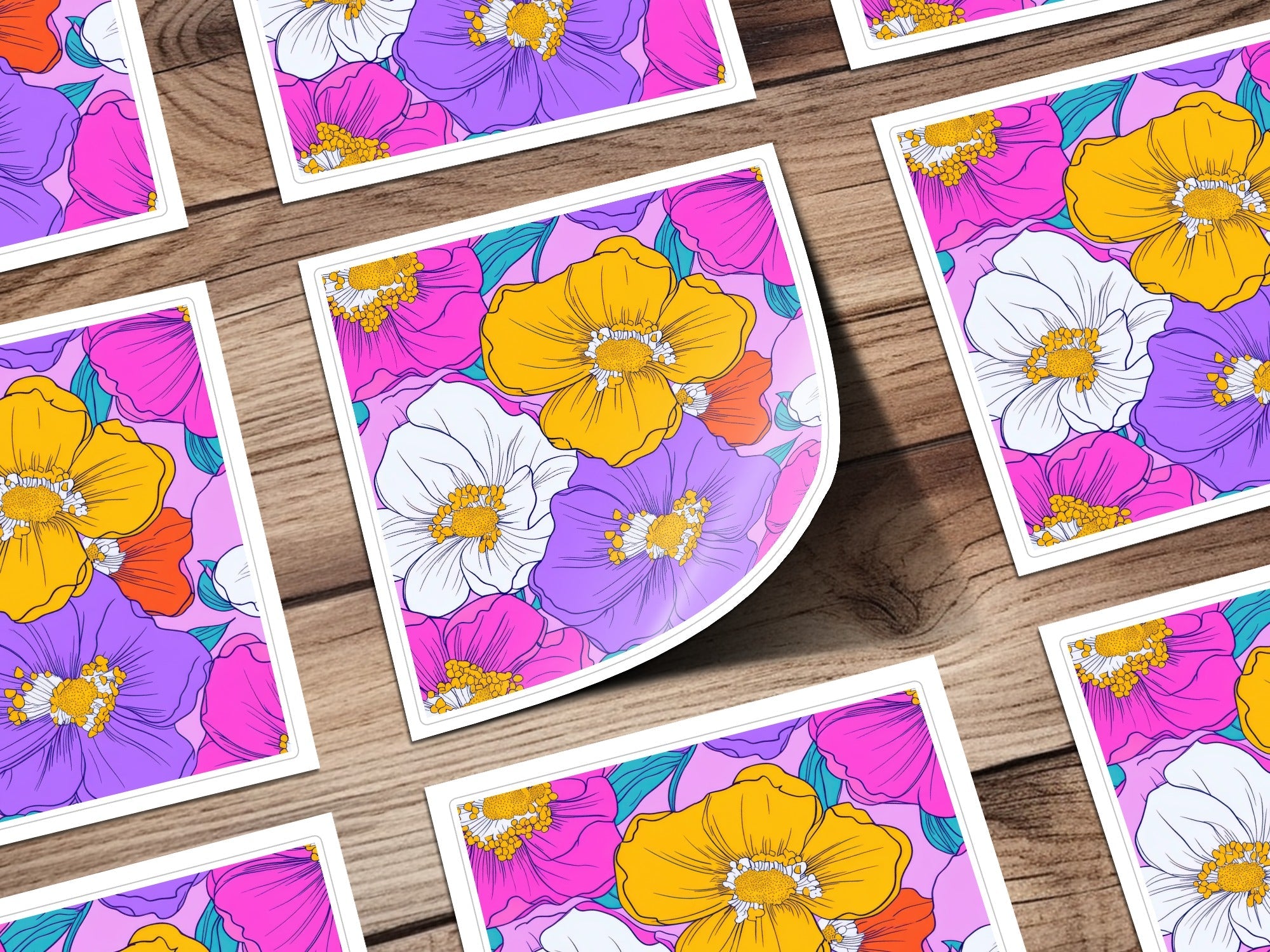 Preppy Pink Groovy Floral Background Digital Download, Seamless Retro Flowers, 60s Floral Pattern, Floral Design, Printable Art - Moore and Mountain