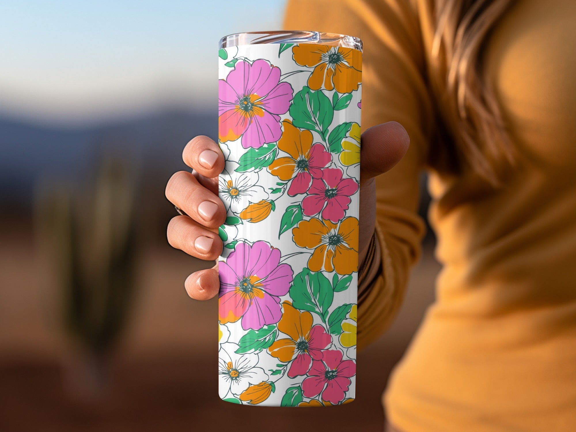 Preppy Pink, Orange, Yellow Floral Seamless Pattern, 60's floral pattern, Digital Background, Commercial Use, Repeat Pattern - Moore and Mountain