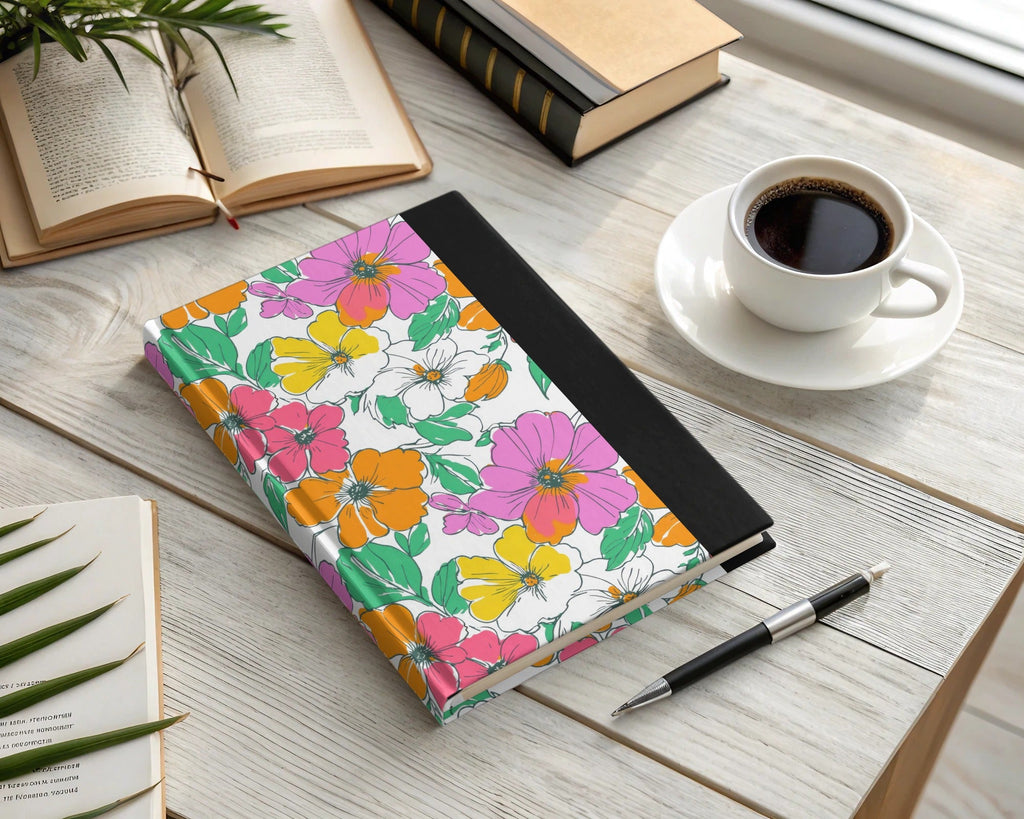 Preppy Pink, Orange, Yellow Floral Seamless Pattern, 60's floral pattern, Digital Background, Commercial Use, Repeat Pattern - Moore and Mountain