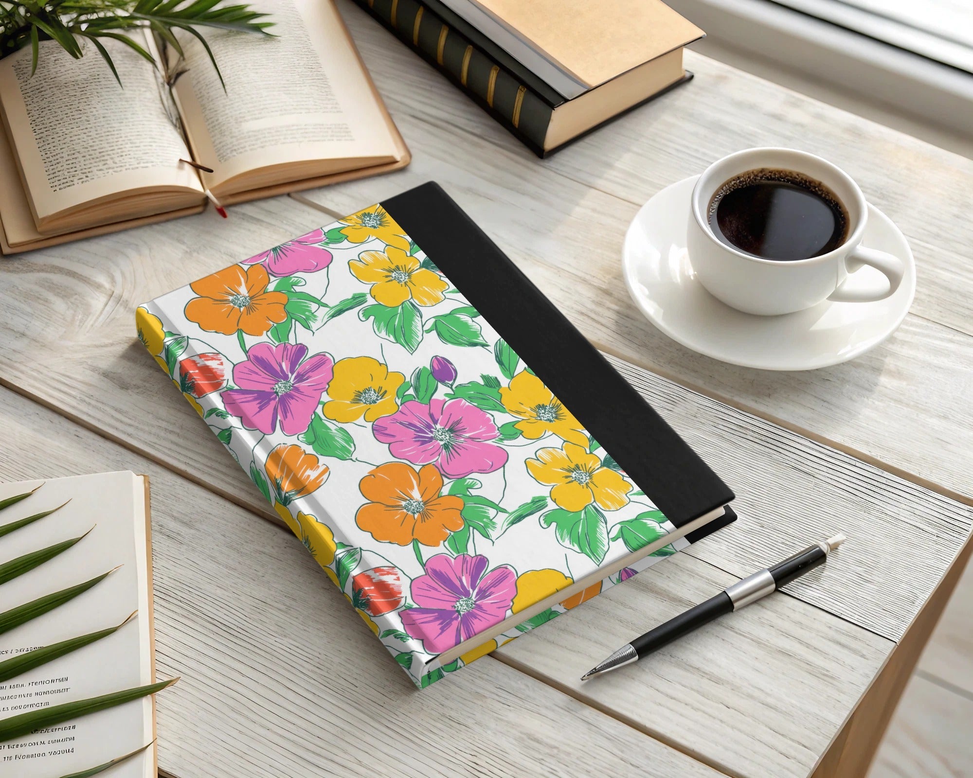 Preppy Pink Orange Yellow Floral Seamless Pattern, 60's floral pattern, Digital Background, Repeat Pattern, Fabric Design, Digital Paper, Digital - Moore and Mountain