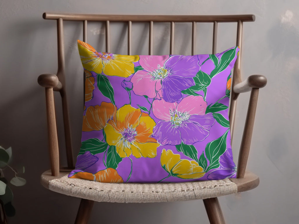 Preppy Purple 60s Floral Pattern, Groovy Floral Background, Digital Seamless Retro Flowers, Repeat Pattern for Fabric, Wallpaper Digital - Moore and Mountain