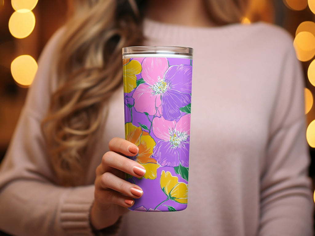 Preppy Purple 60s Floral Pattern, Groovy Floral Background, Digital Seamless Retro Flowers, Repeat Pattern for Fabric, Wallpaper Digital - Moore and Mountain