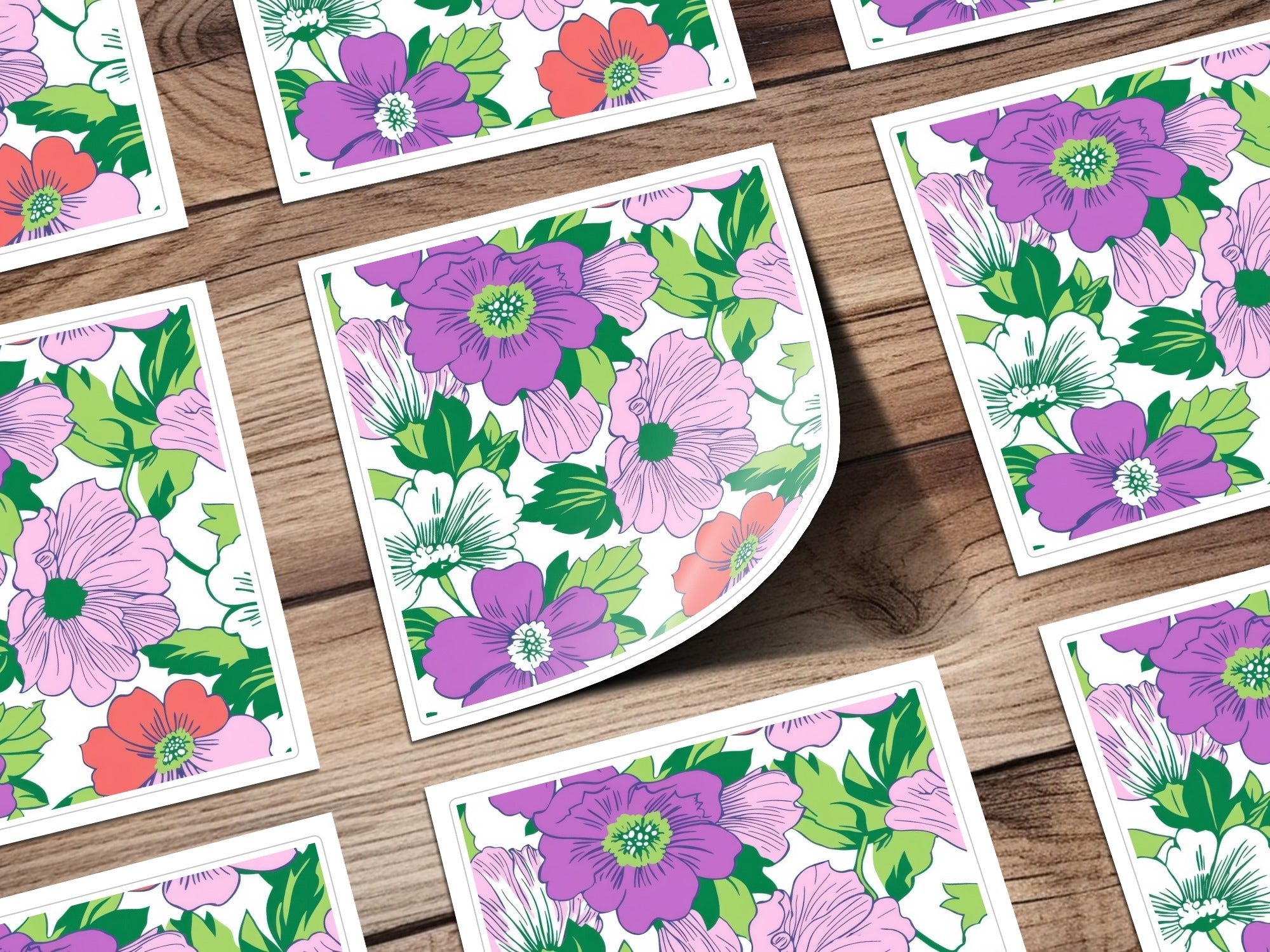 Preppy Purple Groovy Floral Background, 60s Floral Pattern Digital Paper, Retro Flower Seamless Pattern, Floral Clipart, Fabric Design - Moore and Mountain