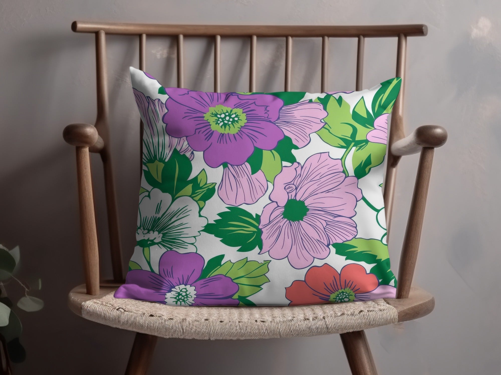 Preppy Purple Groovy Floral Background, 60s Floral Pattern Digital Paper, Retro Flower Seamless Pattern, Floral Clipart, Fabric Design - Moore and Mountain