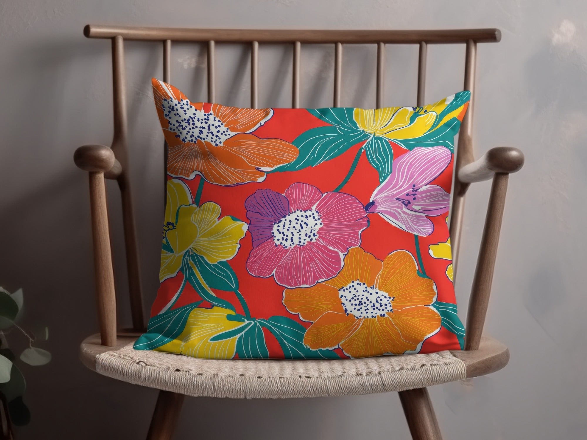 Preppy Red Digital Paper, 60s floral pattern, Seamless Retro Flowers, Flower Pattern Digital, Groovy Floral Background, Print File - Moore and Mountain