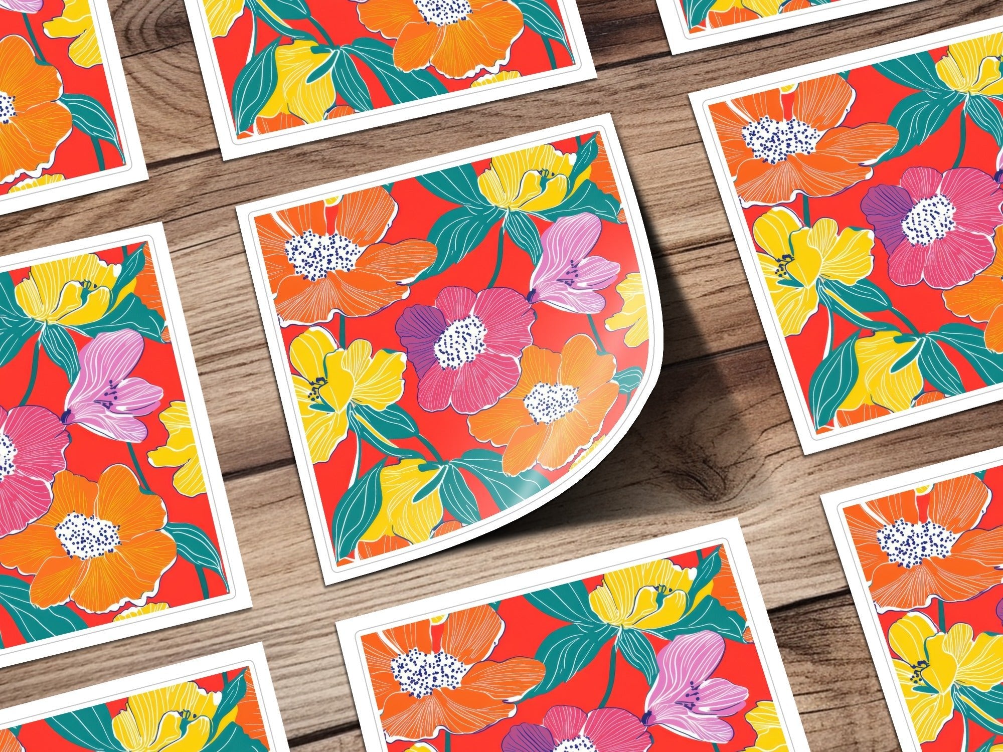 Preppy Red Digital Paper, 60s floral pattern, Seamless Retro Flowers, Flower Pattern Digital, Groovy Floral Background, Print File - Moore and Mountain