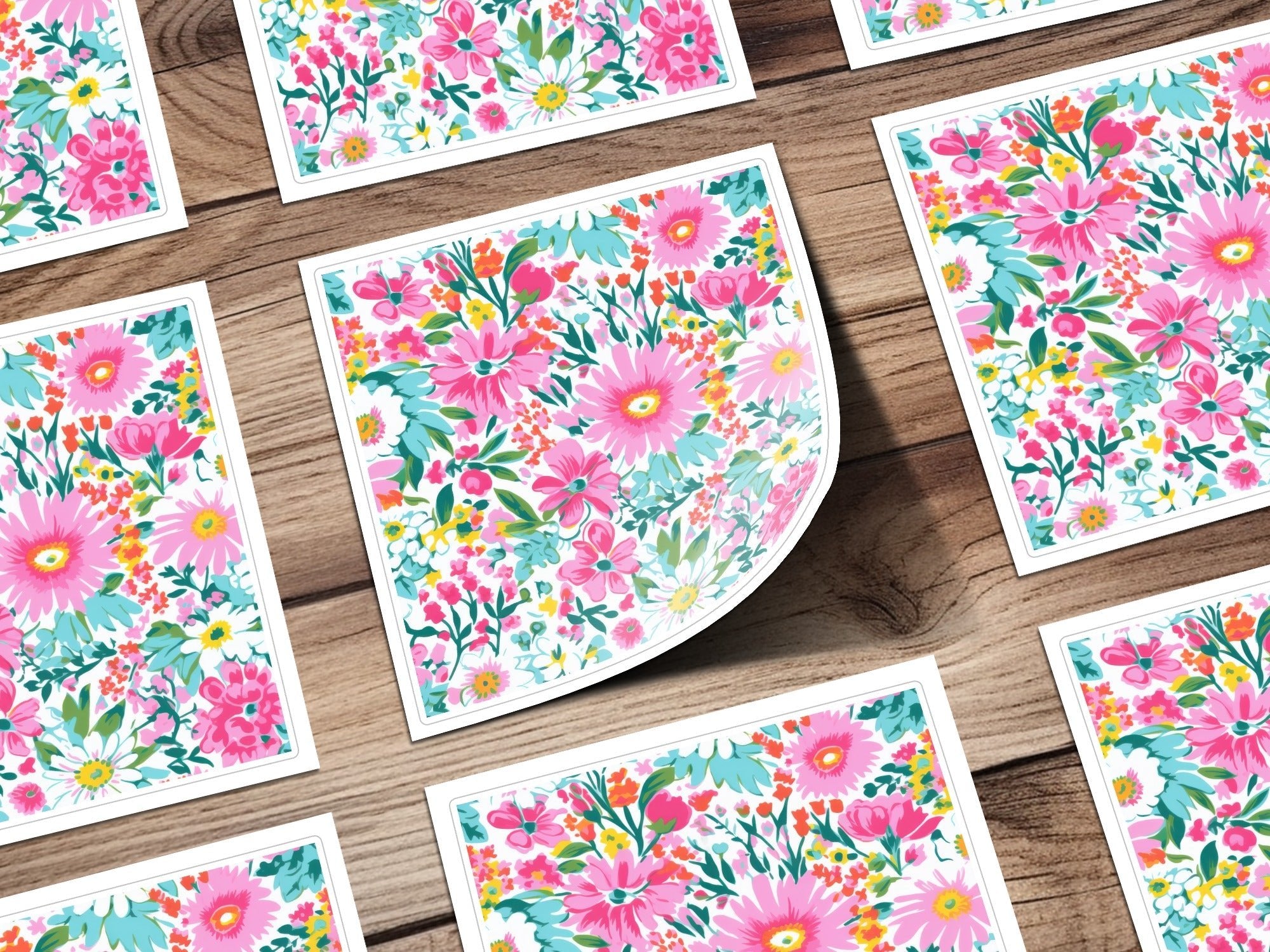 Preppy Summery Pink Floral Digital Paper, Seamless Bright Pink Preppy Background Pattern - Moore and Mountain