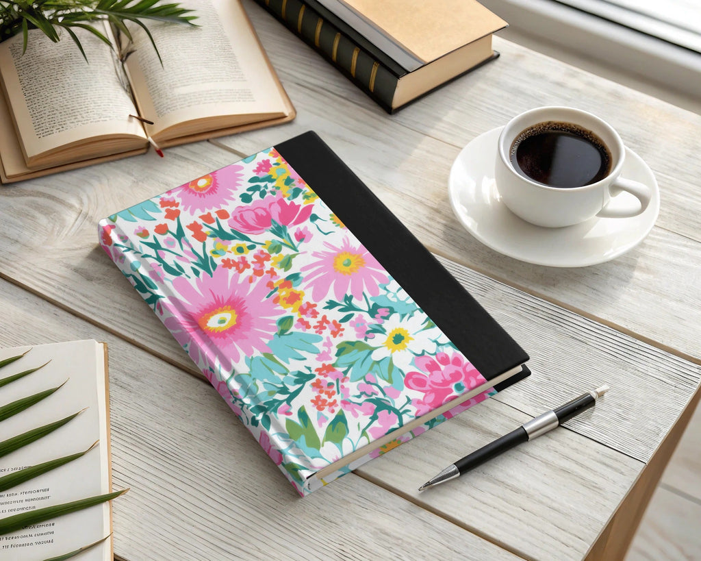 Preppy Summery Pink Floral Digital Paper, Seamless Bright Pink Preppy Background Pattern - Moore and Mountain