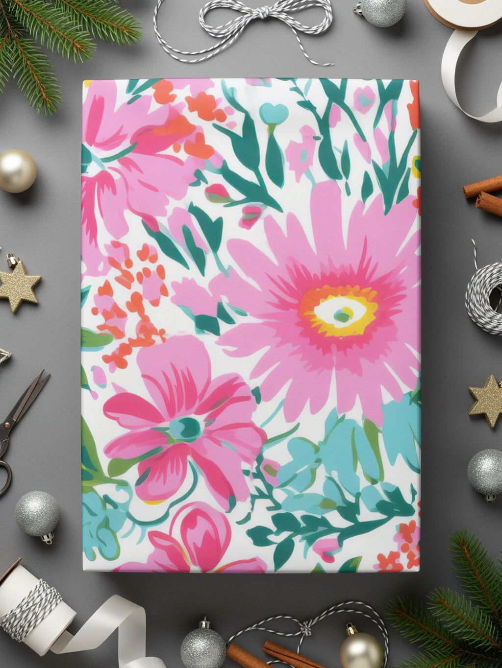 Preppy Summery Pink Floral Digital Paper, Seamless Bright Pink Preppy Background Pattern - Moore and Mountain