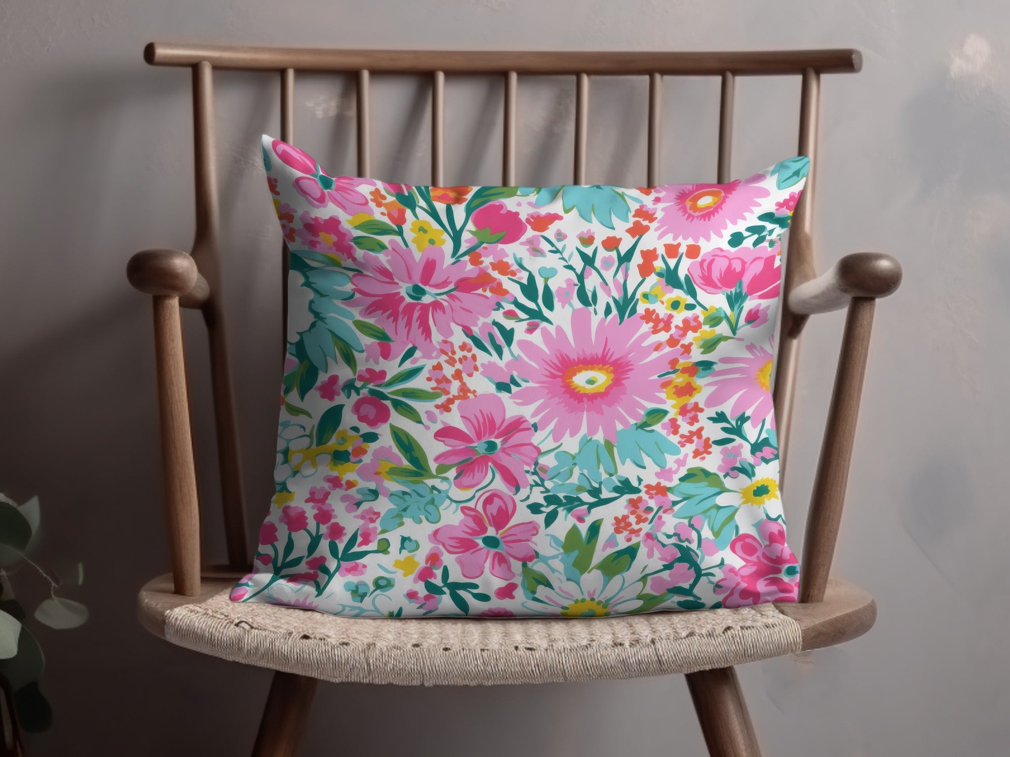 Preppy Summery Pink Floral Digital Paper, Seamless Bright Pink Preppy Background Pattern - Moore and Mountain