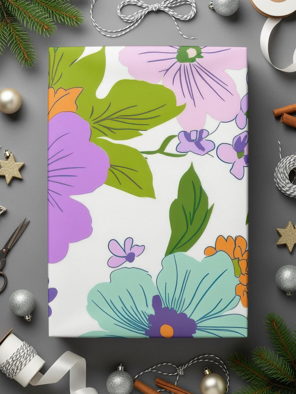 Preppy Teal Groovy Floral Background, 60s Floral Pattern, Seamless Retro Flowers, Digital Paper, Fabric Design, Commercial Use - Moore and Mountain