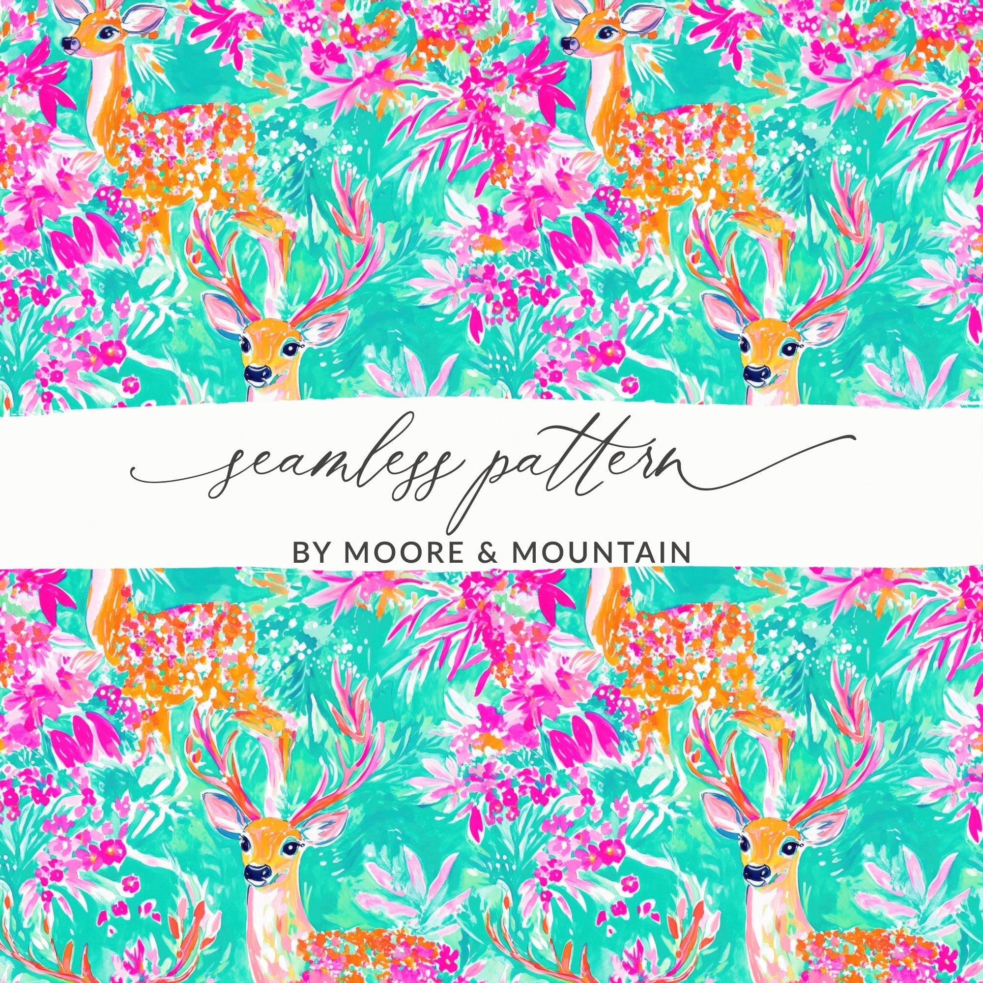 Preppy Winter Seamless Pattern Teal Deer Digital Paper For Commercial Use - Moore and Mountain