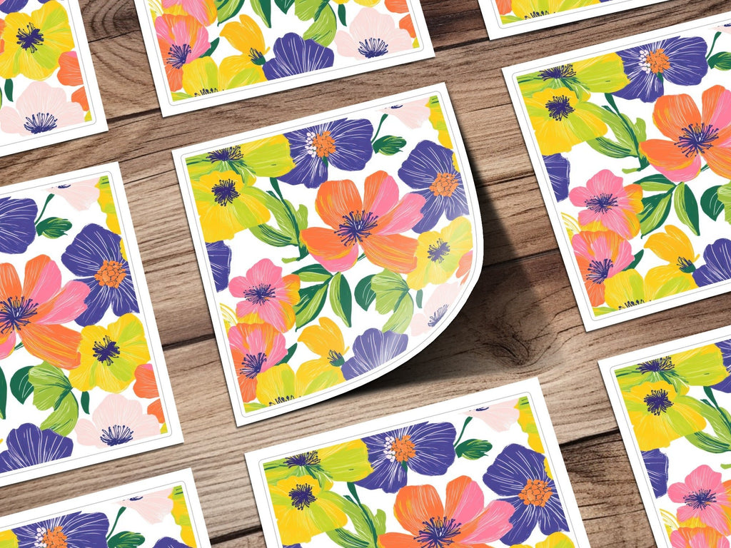 Preppy Yellow Floral Digital Paper, Groovy Floral Background, Seamless Retro Flowers, Fabric Design, Scrapbooking Paper, Printable Art - Moore and Mountain