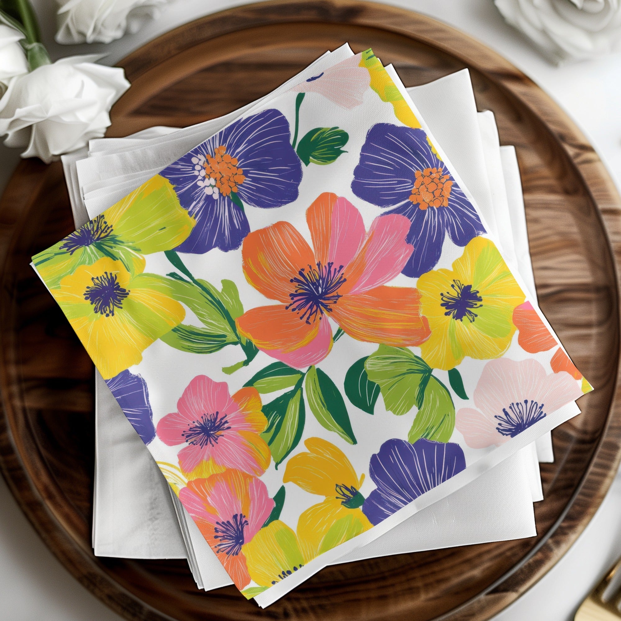 Preppy Yellow Floral Digital Paper, Groovy Floral Background, Seamless Retro Flowers, Fabric Design, Scrapbooking Paper, Printable Art - Moore and Mountain