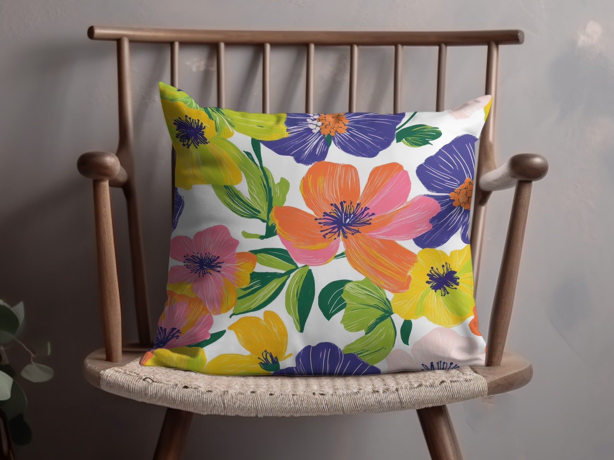 Preppy Yellow Floral Digital Paper, Groovy Floral Background, Seamless Retro Flowers, Fabric Design, Scrapbooking Paper, Printable Art - Moore and Mountain