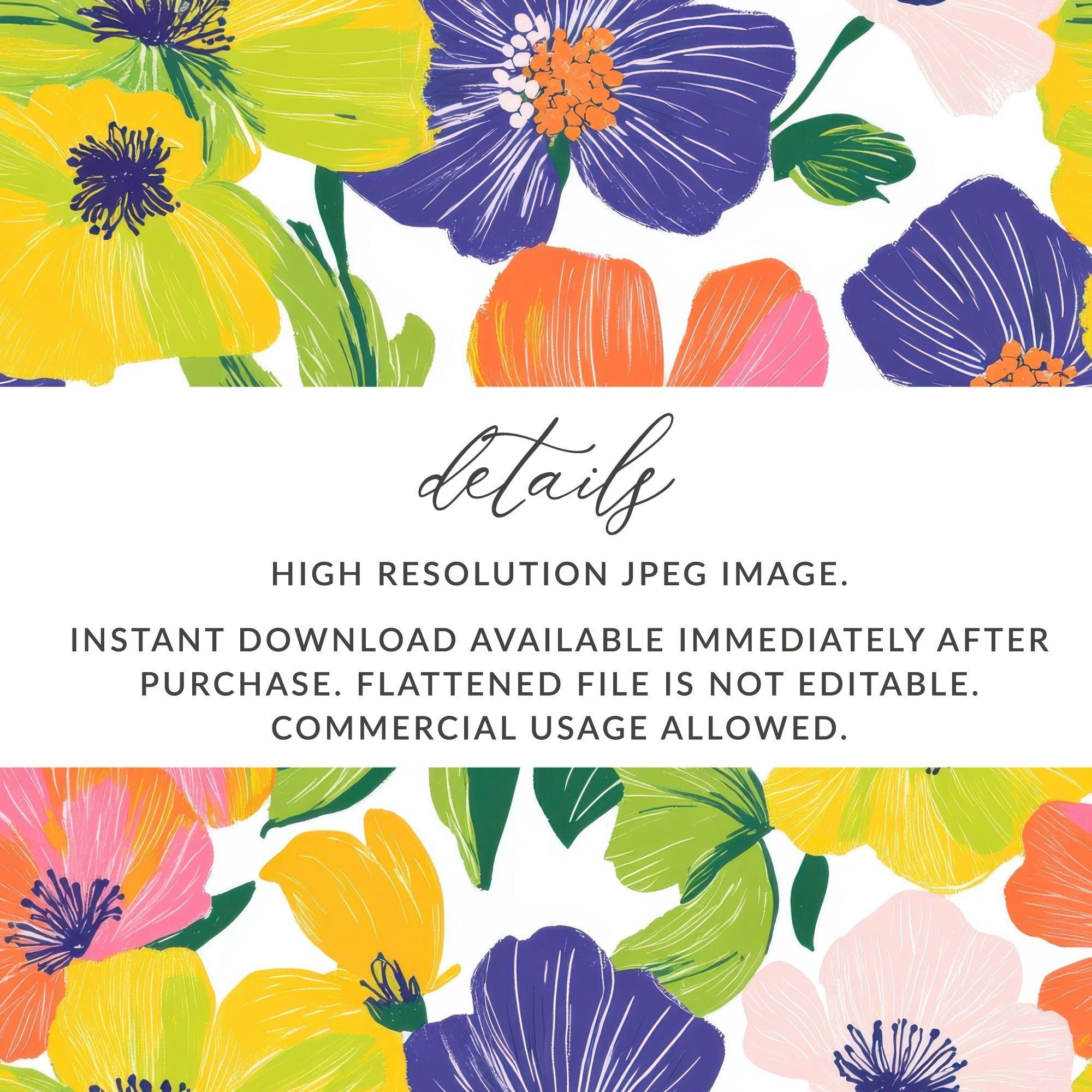 Preppy Yellow Floral Digital Paper, Groovy Floral Background, Seamless Retro Flowers, Fabric Design, Scrapbooking Paper, Printable Art - Moore and Mountain